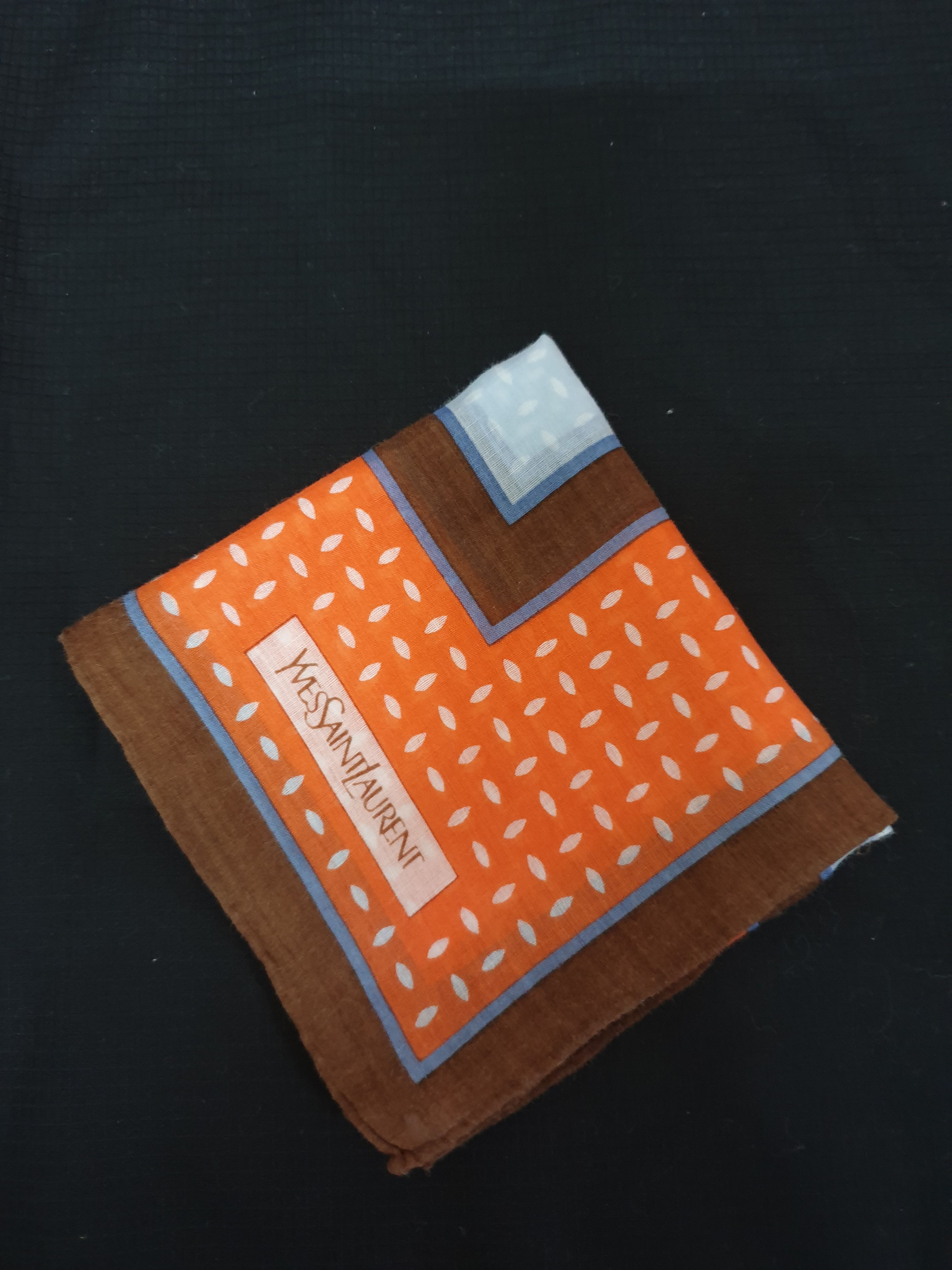 Yves Saint Laurent Handky bandana blue orange white leaf like print Size ONE SIZE - 1 Thumbnail
