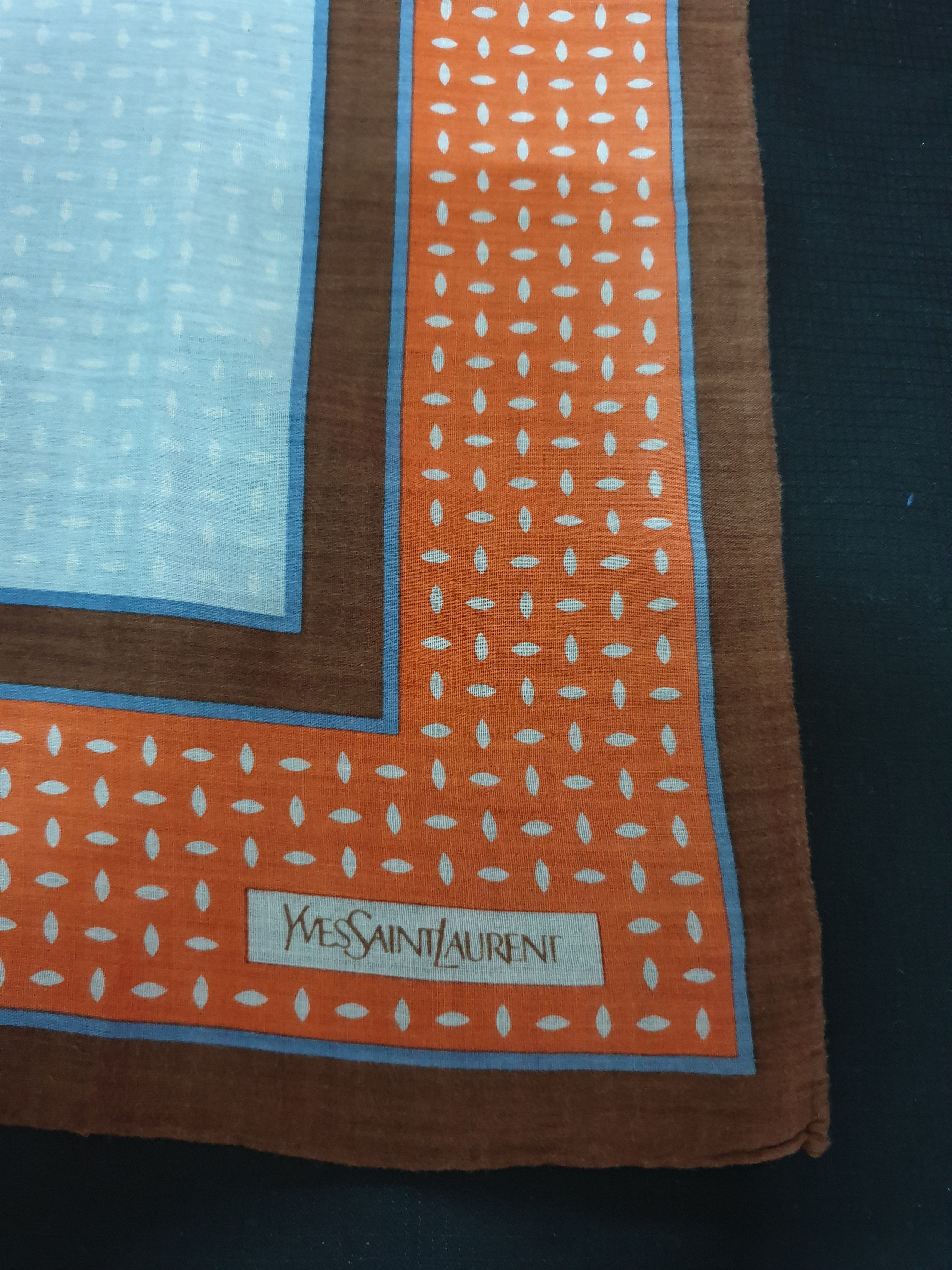 Yves Saint Laurent Handky bandana blue orange white leaf like print Size ONE SIZE - 4 Thumbnail
