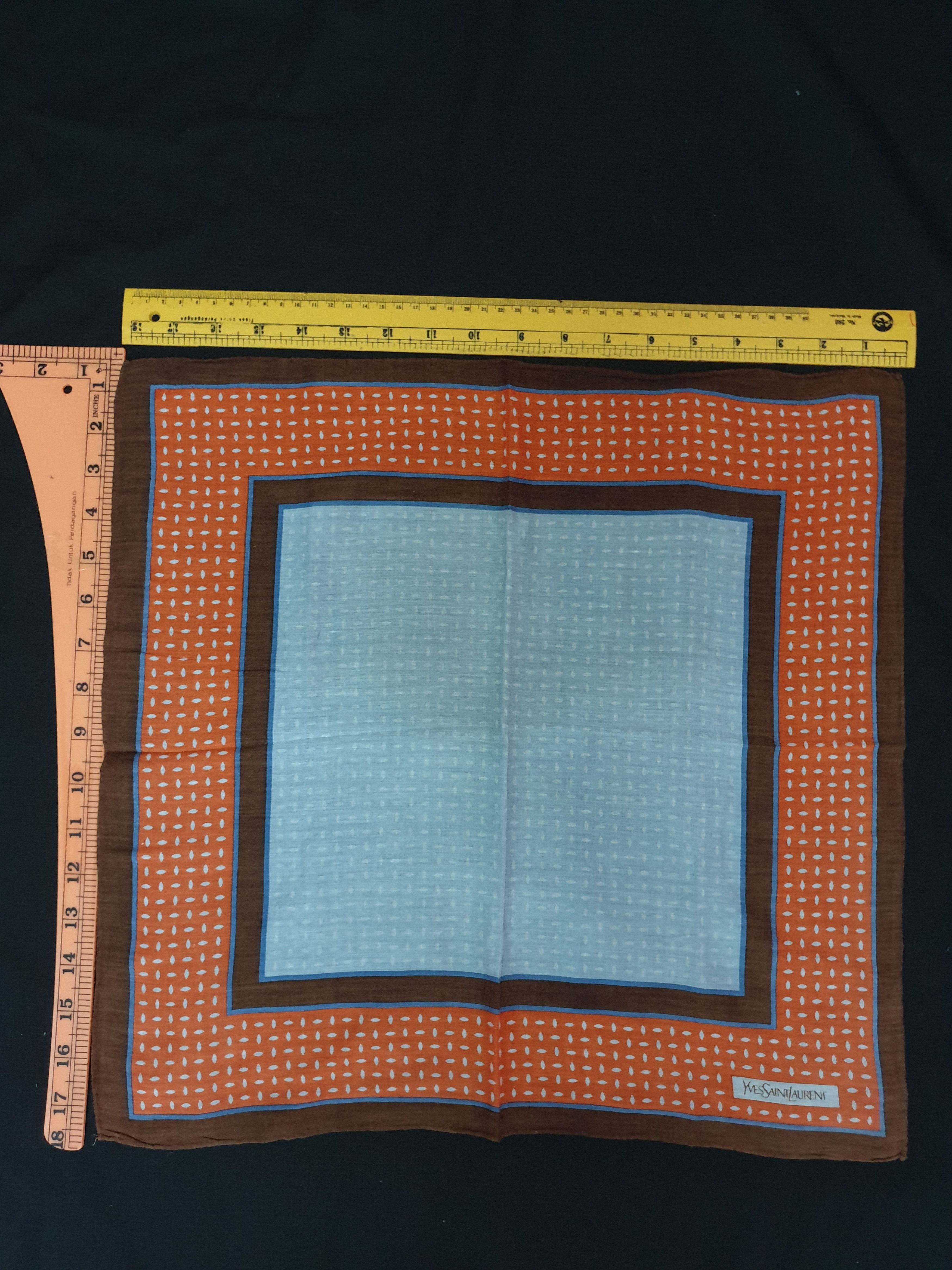 Yves Saint Laurent Handky bandana blue orange white leaf like print Size ONE SIZE - 3 Thumbnail