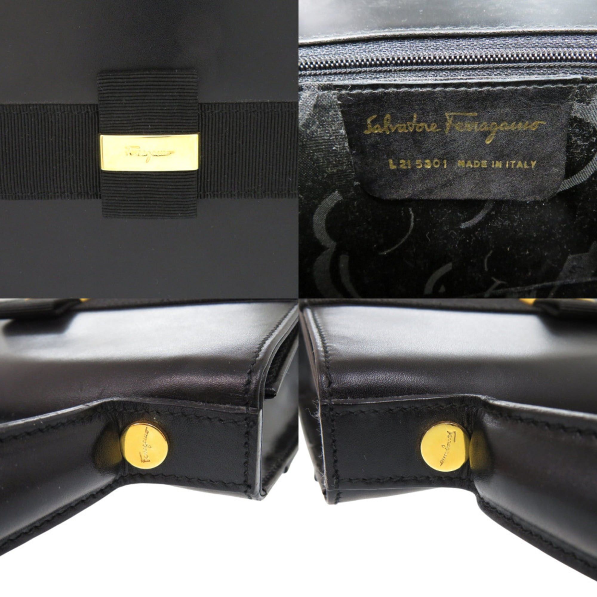 Salvatore Ferragamo Salvatore Ferragamo One-Handle Vara Ribbon L21 5301 Leather Black Handbag 0379Salvatore Size ONE SIZE - 8 Thumbnail