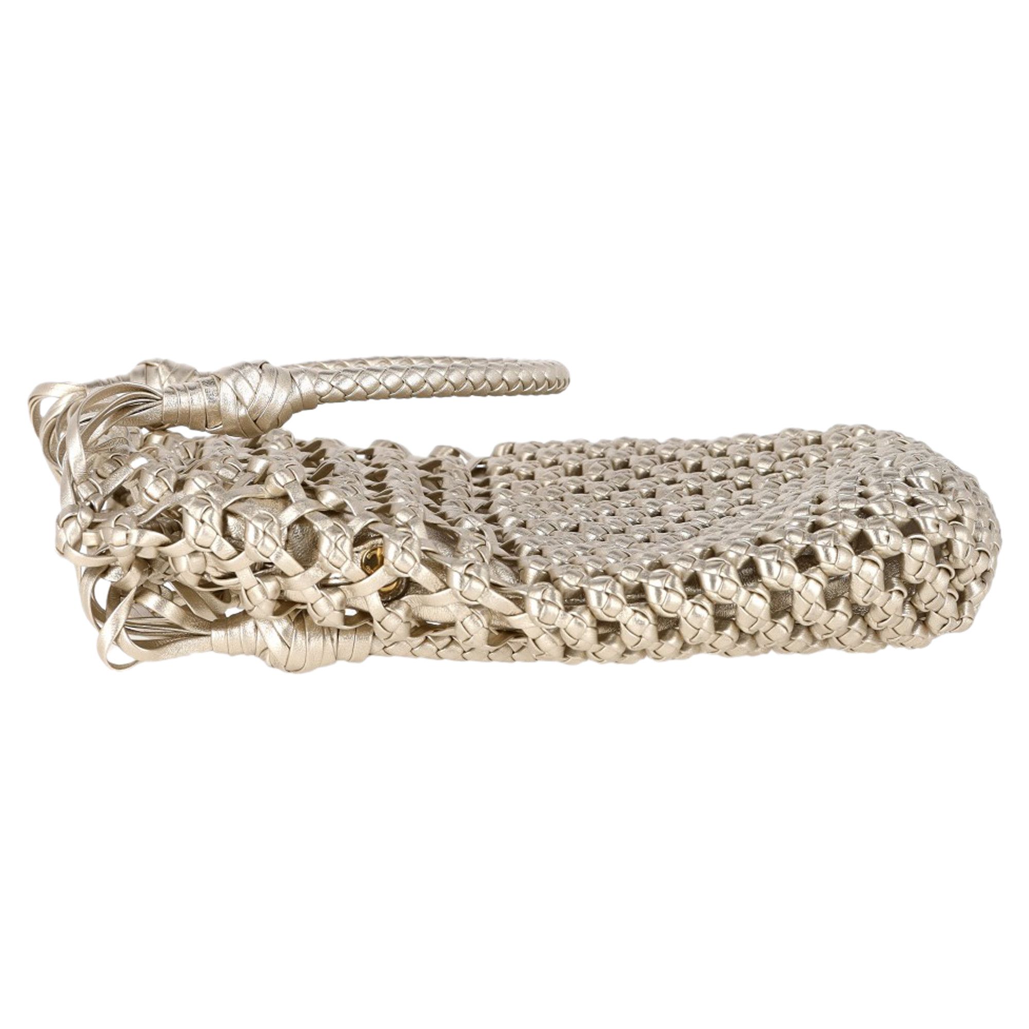Miu Miu Miu Miu Weave Effect Tote Bag in Silver Leather Size ONE SIZE - 4 Thumbnail