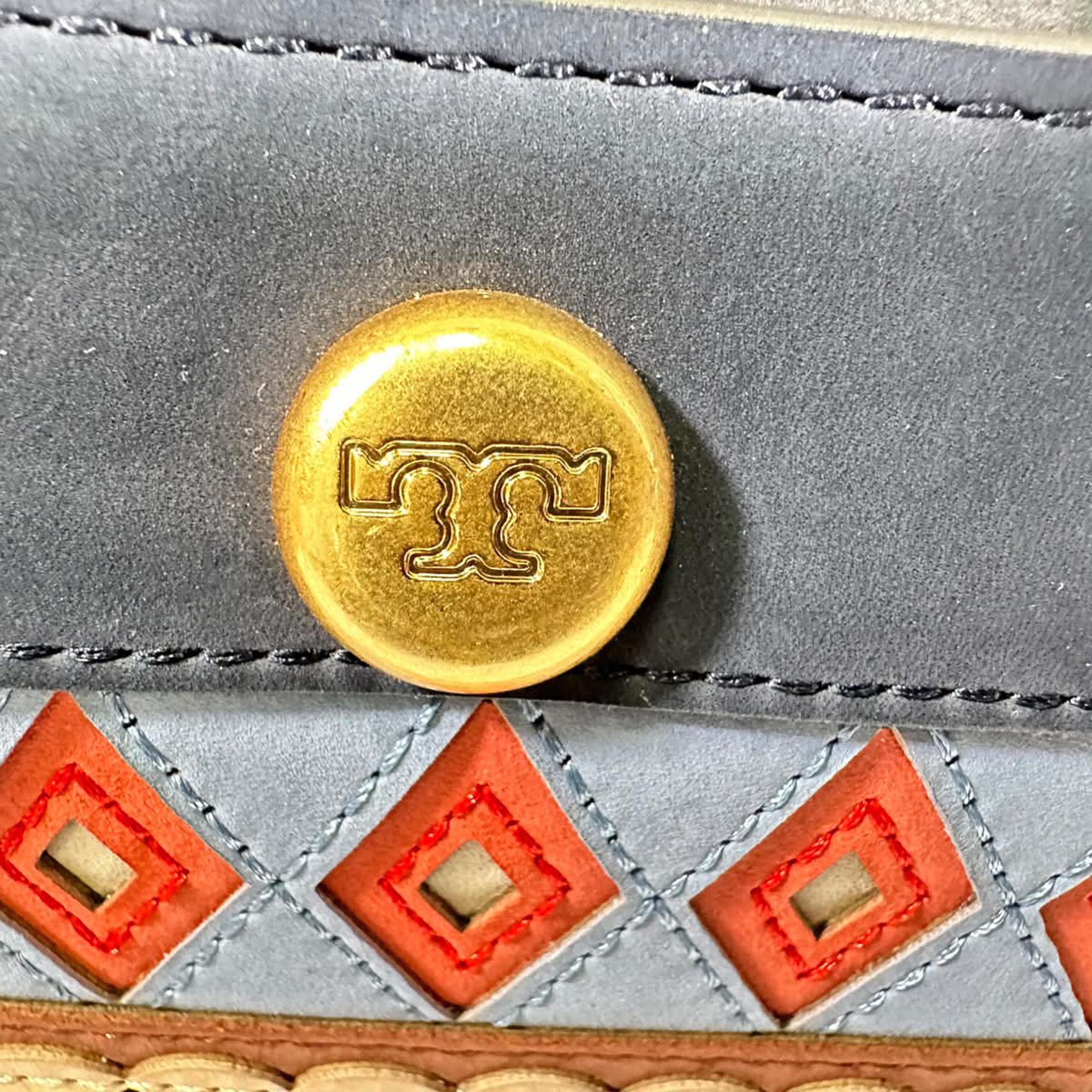 Tory Burch Tory Burch 2017 Appliqué Bermuda Bag in Navy Blue Suede Size ONE SIZE - 6 Thumbnail