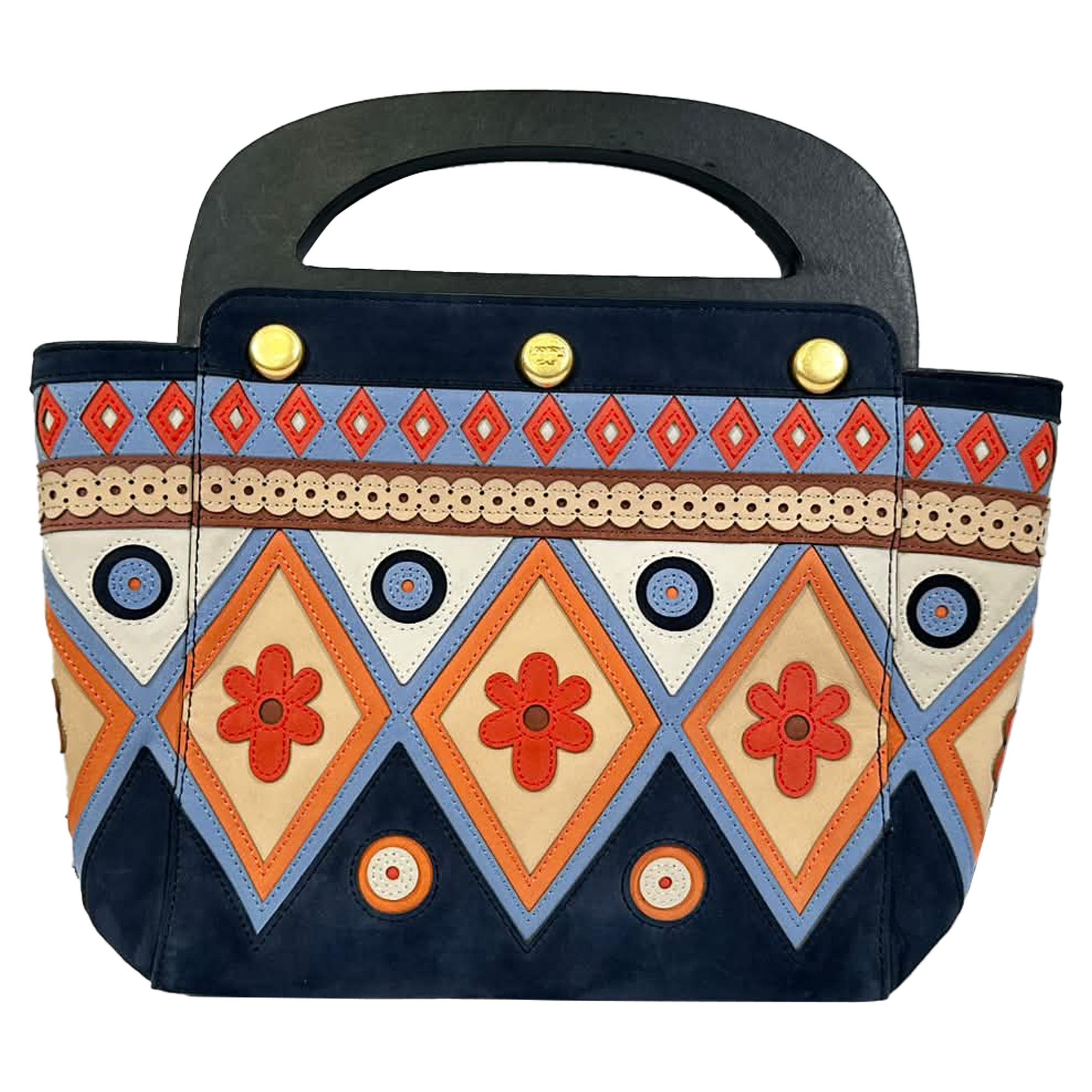 Tory Burch Tory Burch 2017 Appliqué Bermuda Bag in Navy Blue Suede Size ONE SIZE - 2 Thumbnail