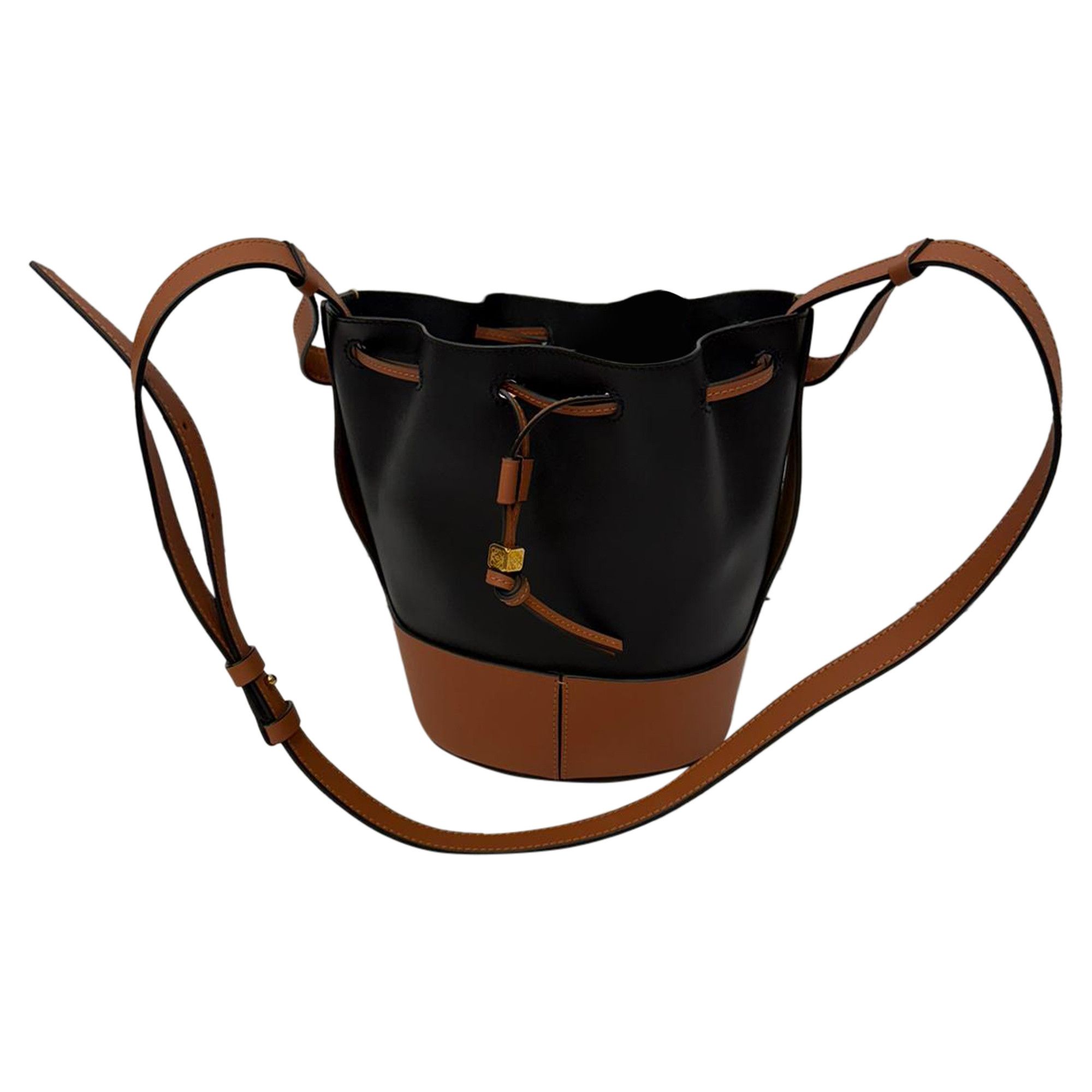 Loewe Loewe Small Balloon Bucket Bag in Black and Brown Leather Size ONE SIZE - 2 Thumbnail