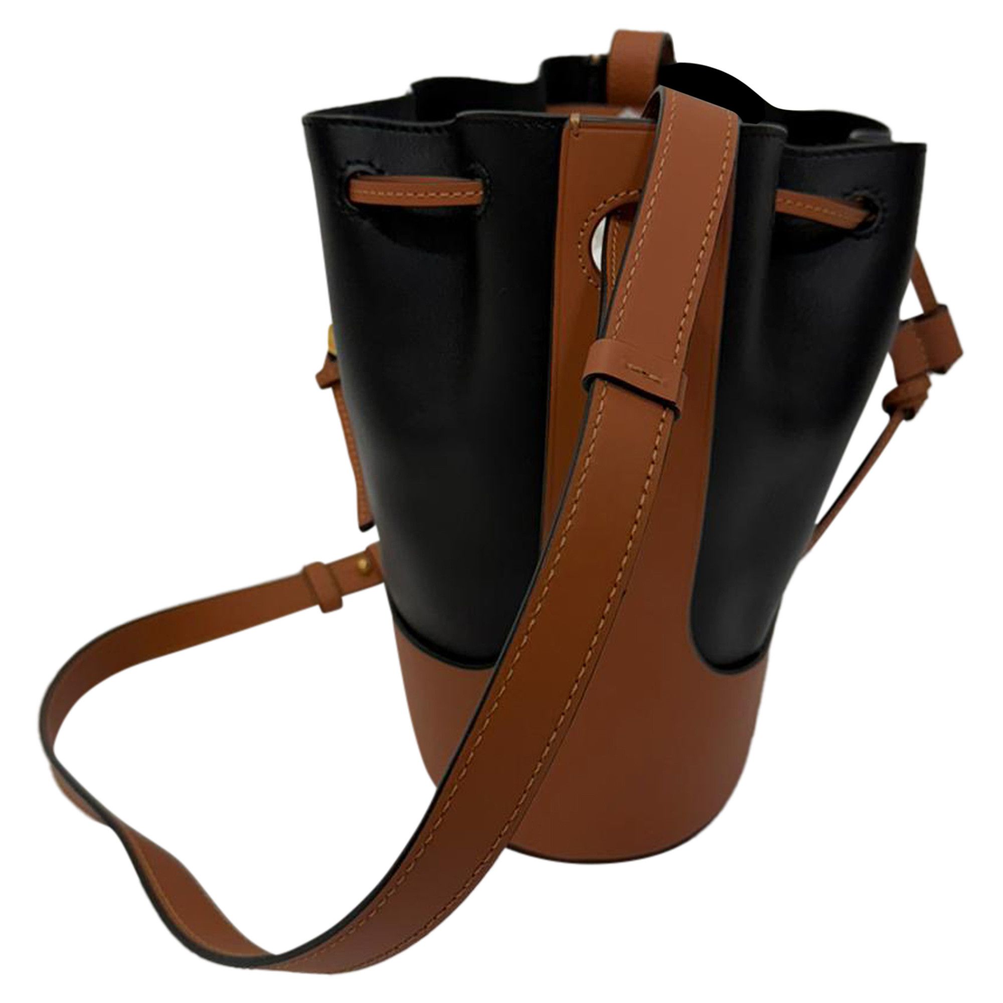Loewe Loewe Small Balloon Bucket Bag in Black and Brown Leather Size ONE SIZE - 6 Thumbnail