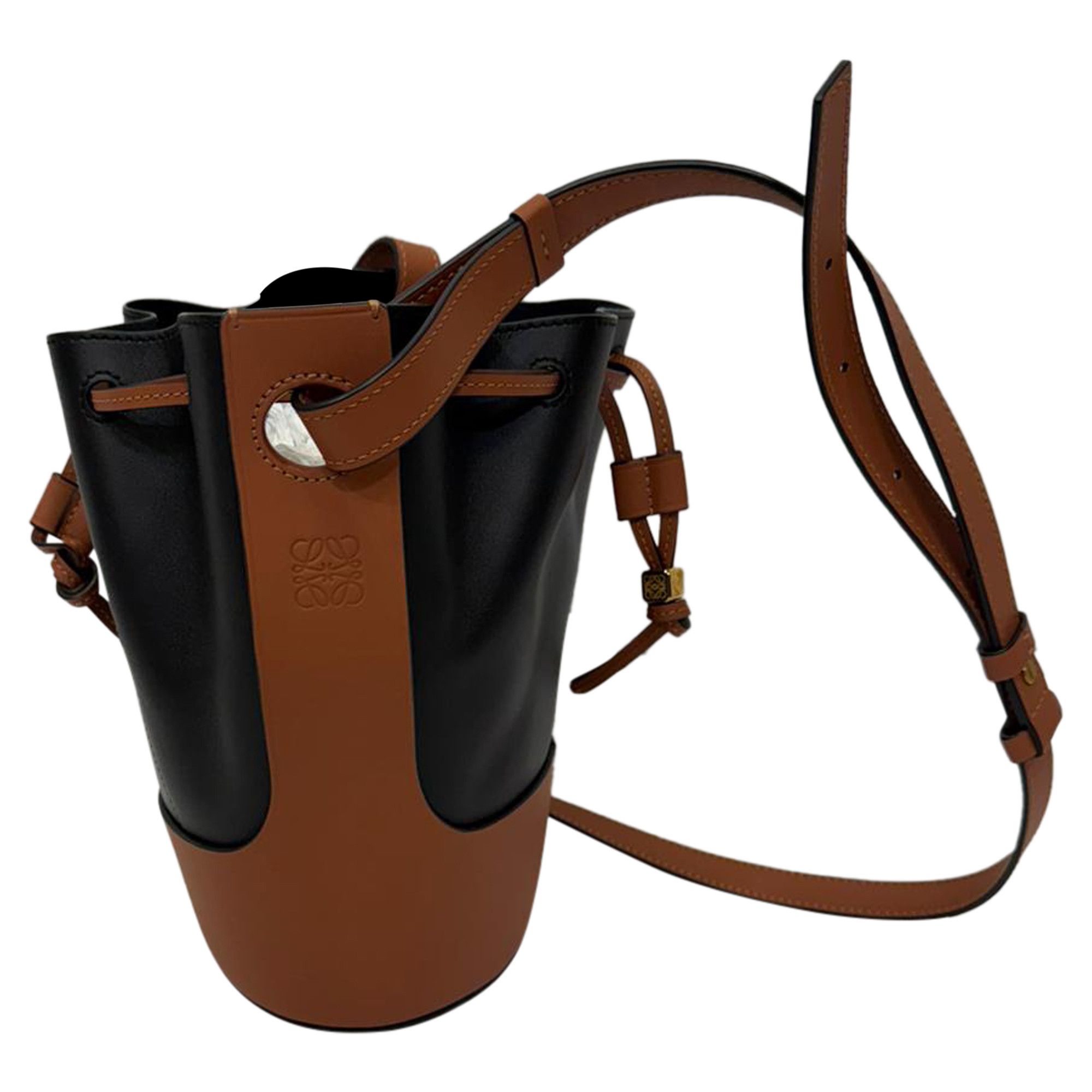 Loewe Loewe Small Balloon Bucket Bag in Black and Brown Leather Size ONE SIZE - 4 Thumbnail