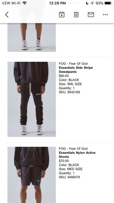 Fear of God Essentials Side Stripe Sweatpants Black