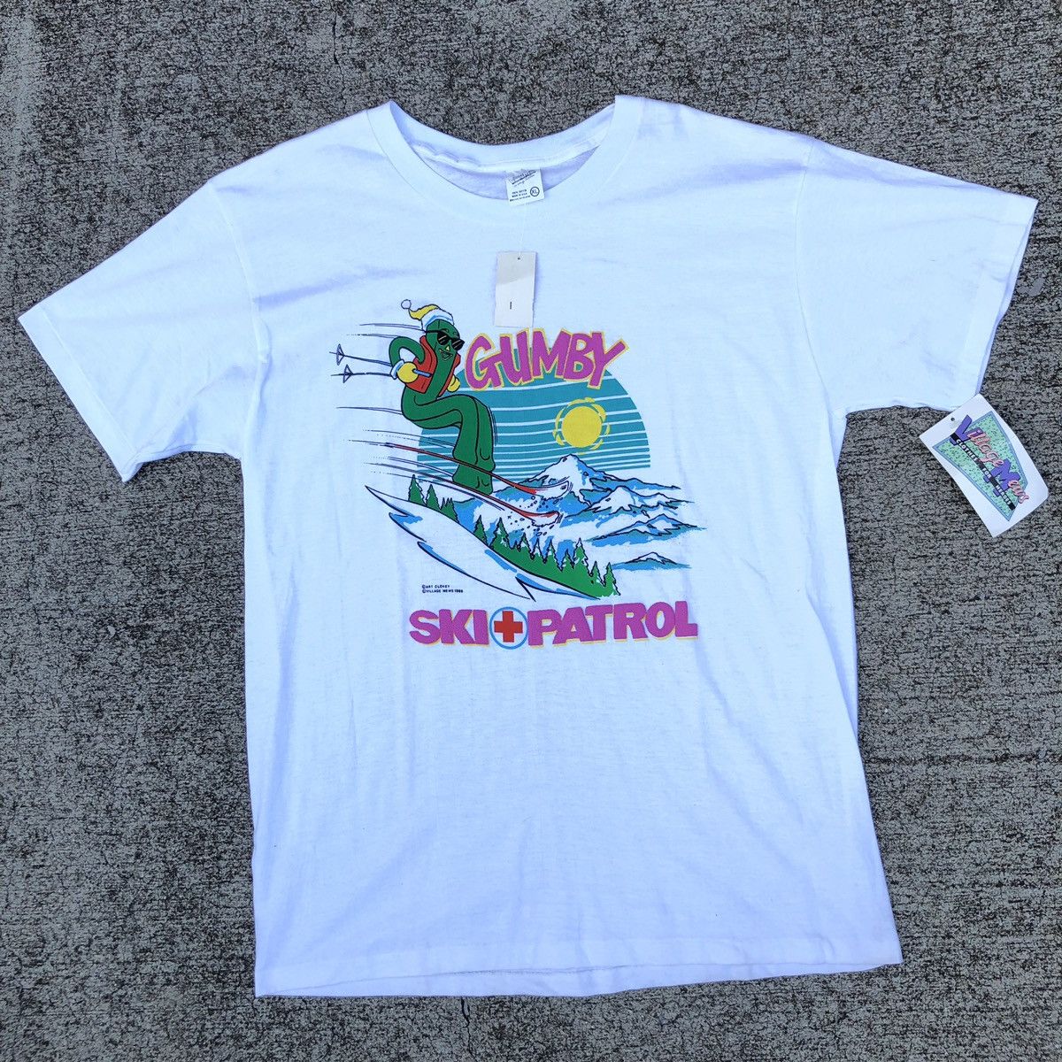 Vintage Gumby Ski Patrol Cartoon T Shirt 80s Village Mews