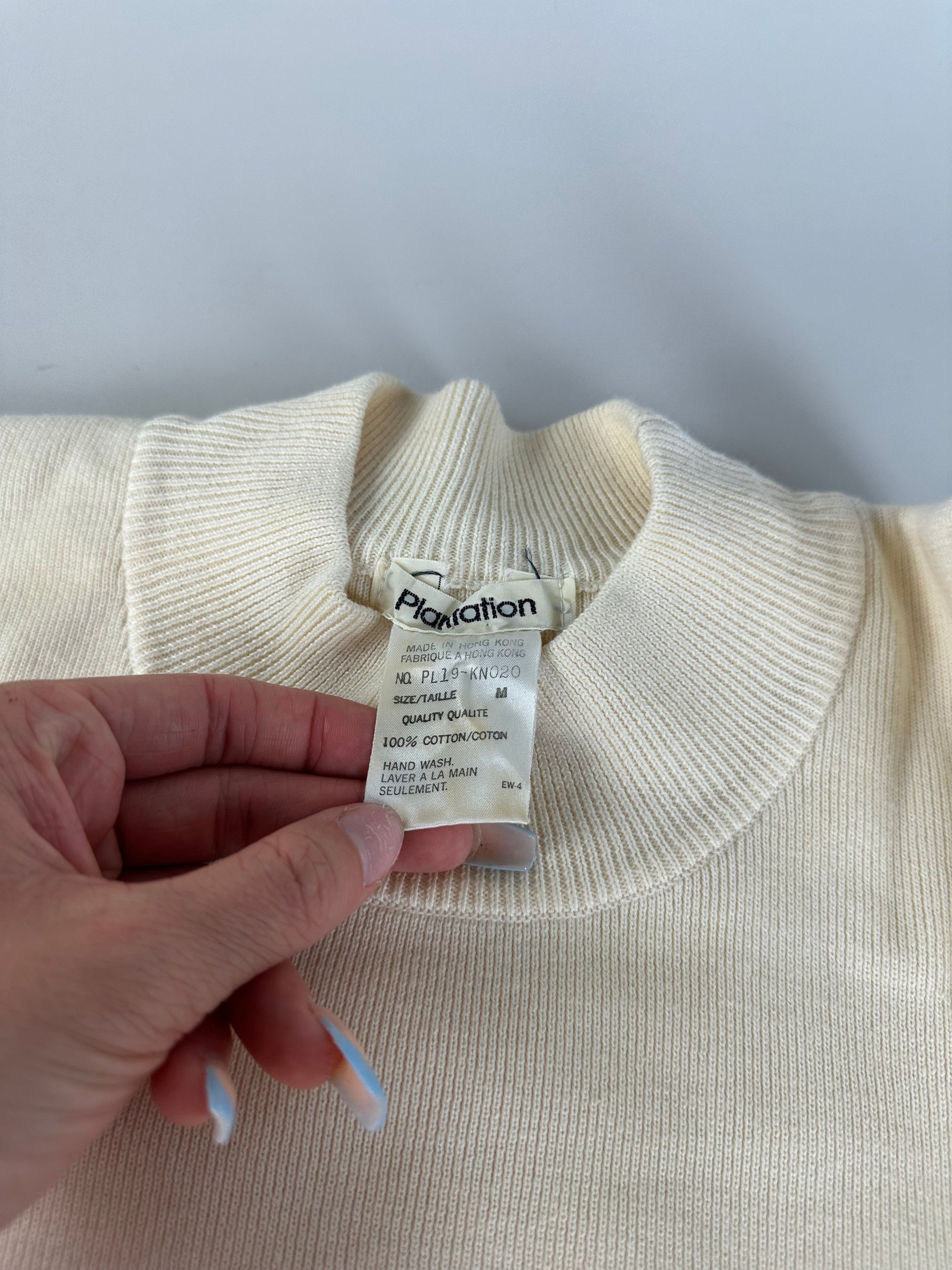 Issey Miyake Vintage Plantation by Cotton Knit Pullover Cream M Size ONE SIZE - 5 Thumbnail
