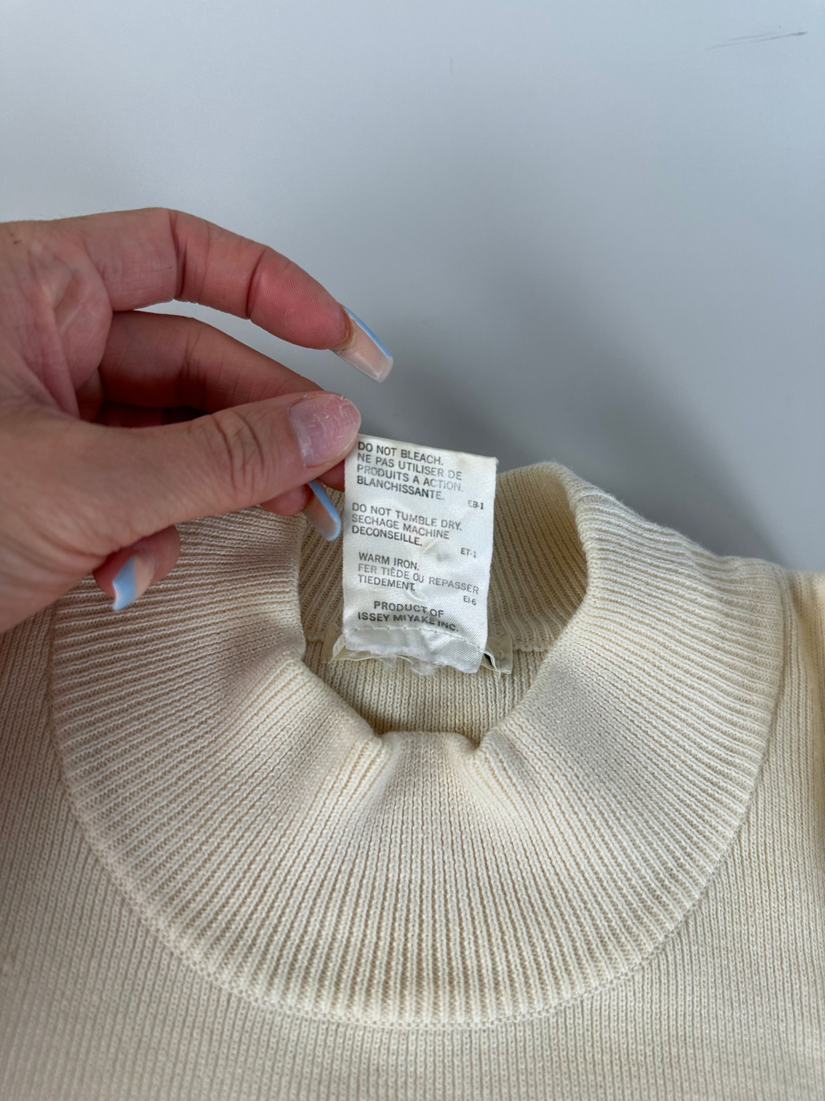 Issey Miyake Vintage Plantation by Cotton Knit Pullover Cream M Size ONE SIZE - 6 Thumbnail