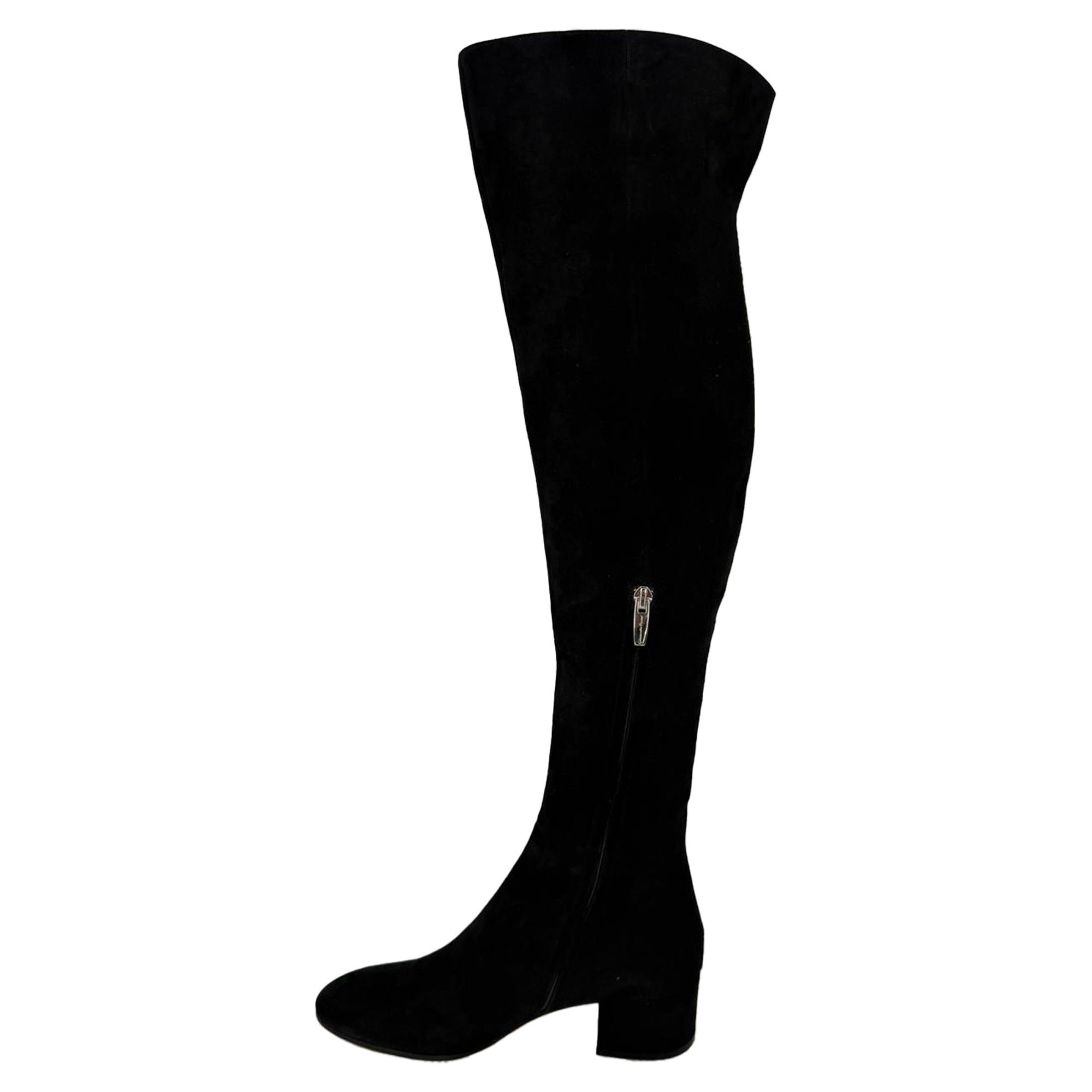 Gianvito Rossi Gianvito Rossi Block-Heel Knee-High Boots in Black Suede Size US 7 / IT 37 - 6 Thumbnail