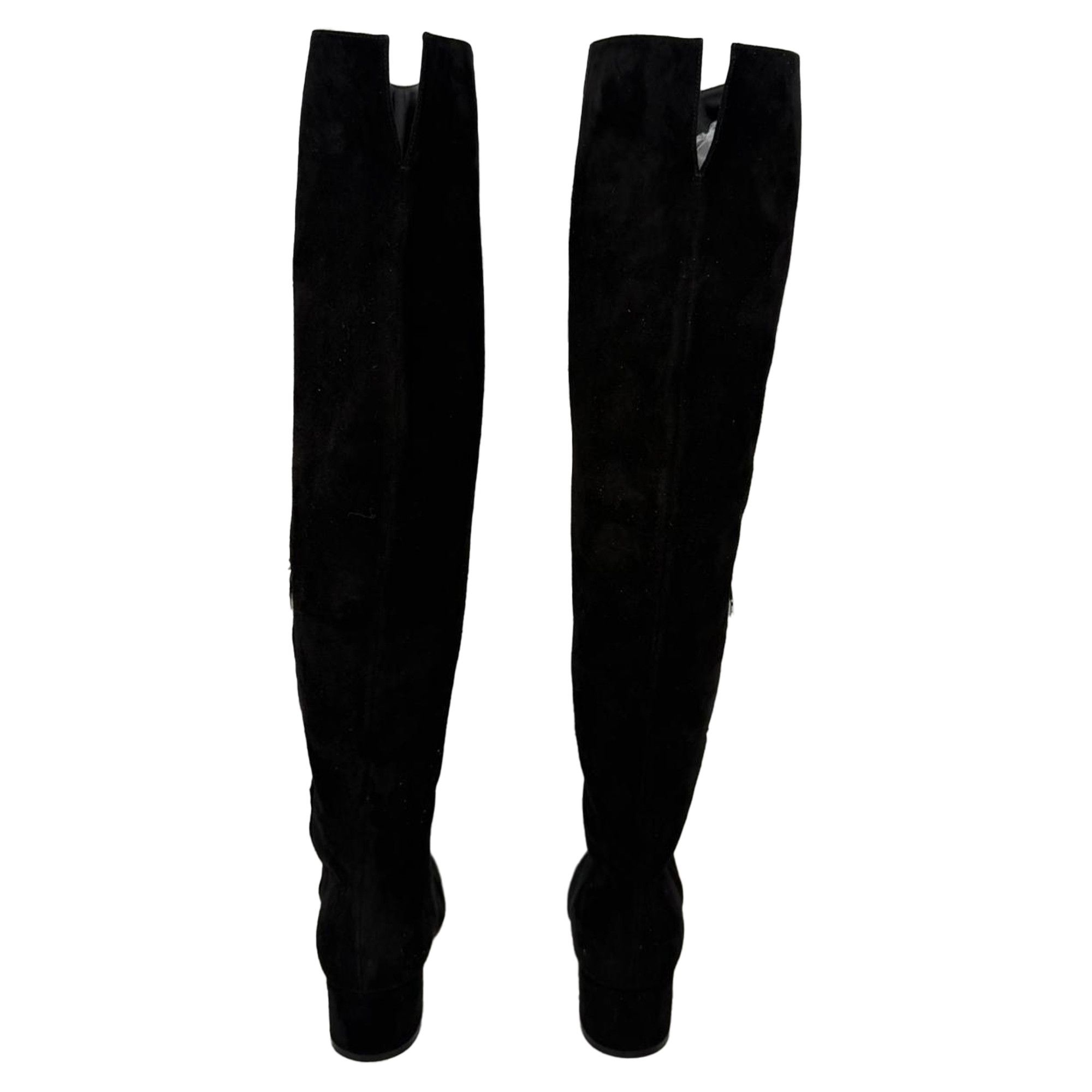 Gianvito Rossi Gianvito Rossi Block-Heel Knee-High Boots in Black Suede Size US 7 / IT 37 - 4 Thumbnail