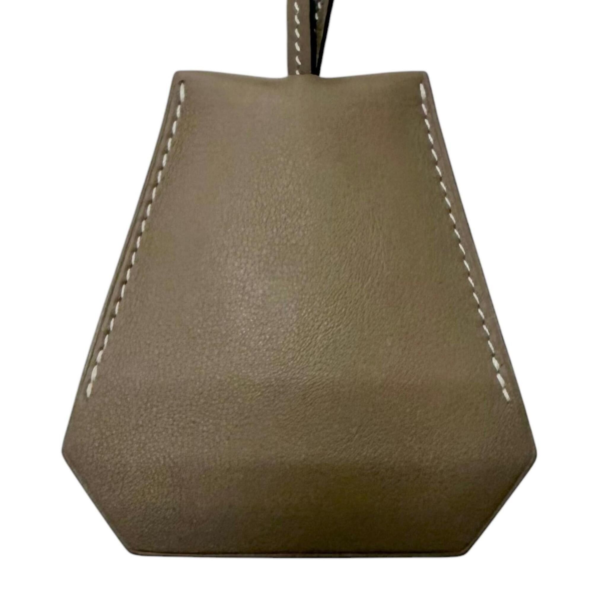 Hermes HERMES Large Leather Clochette Necklace in Veau Swift, Etoupe, with C stamp, Made France, Men's/Women's. Size ONE SIZE - 3 Thumbnail