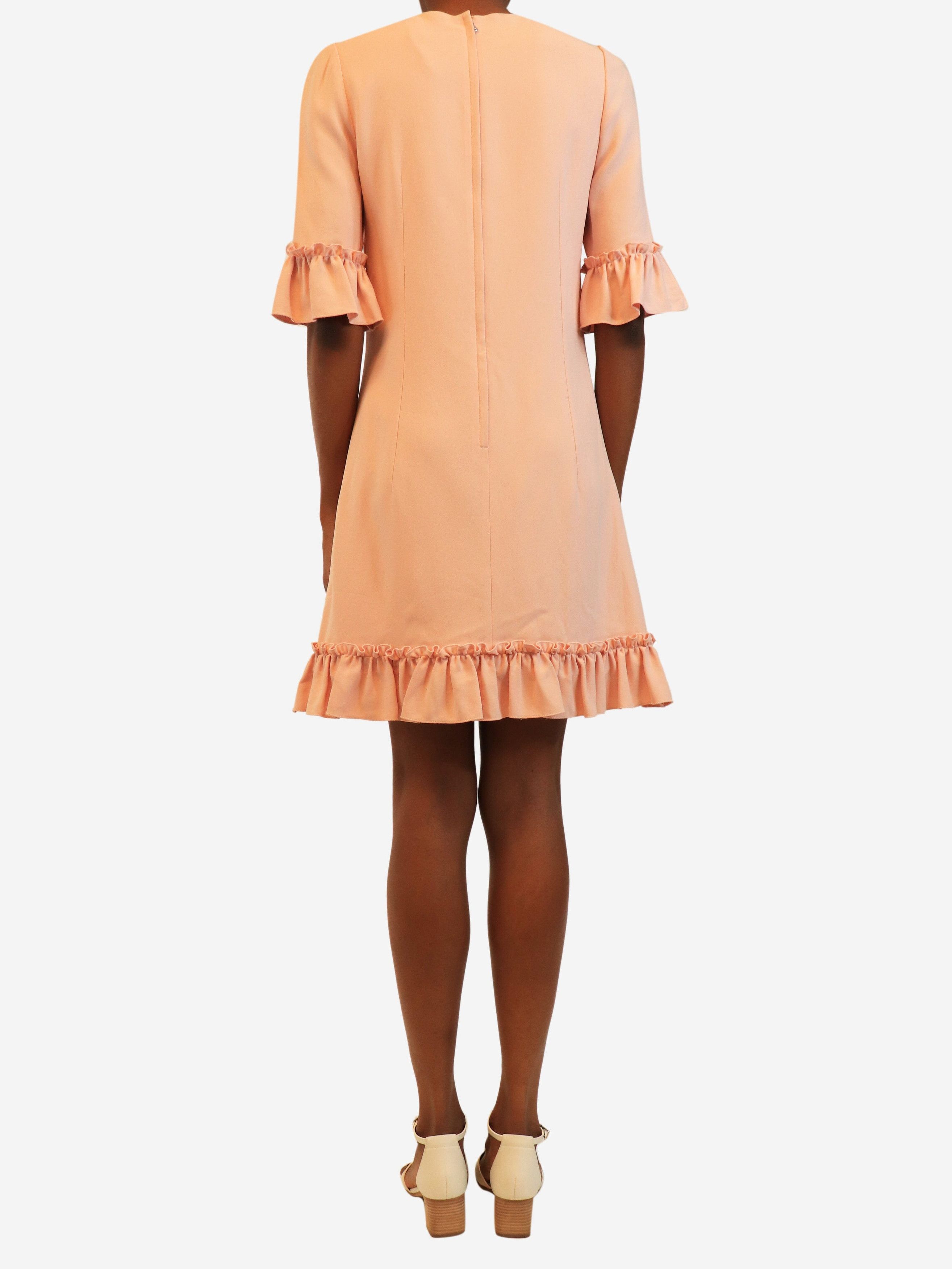 After Party Sleeveless Ruffle Trim Mini Dress Hot Pink  Pink short-sleeved ruffle-trim mini dress - UK 6