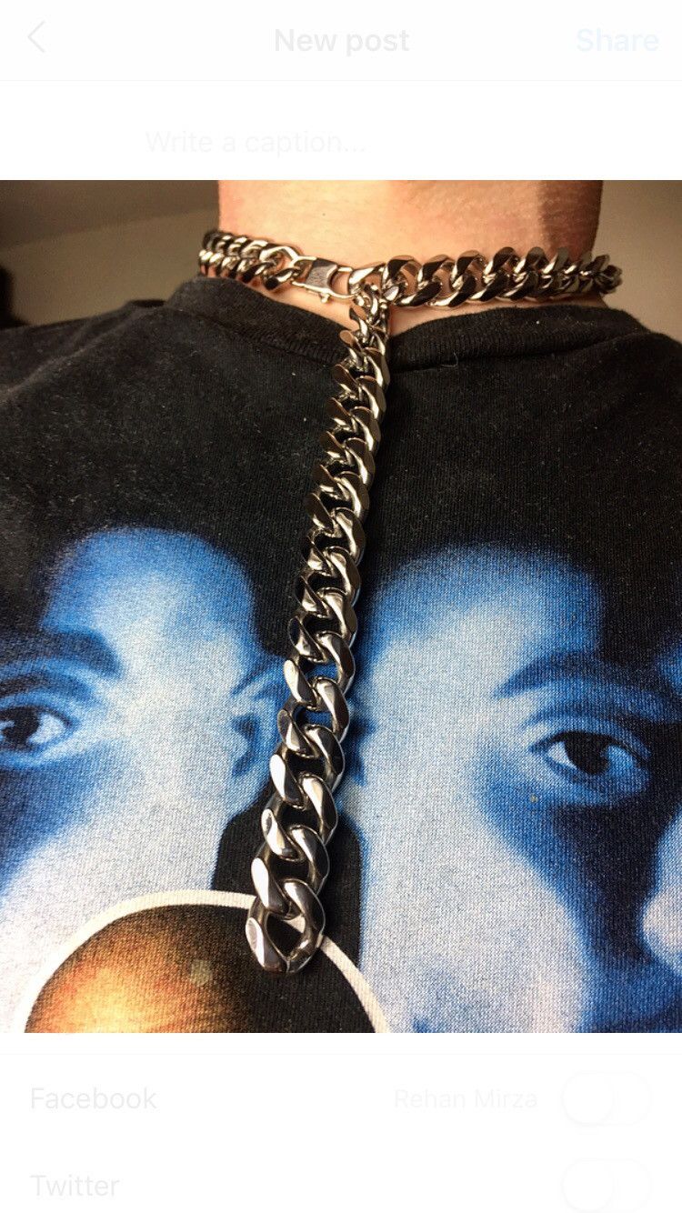 Chain Cuban Link Chain Streetwear Silver Cuban link Choker Chain XxxTentacion Style Chain Grailed
