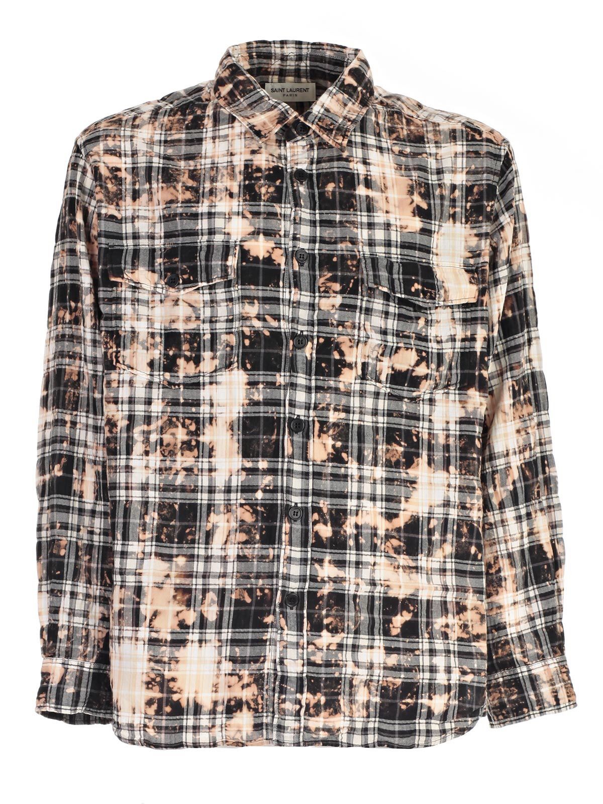 Saint Laurent Paris Saint Laurent bleached oversized flannel shirt