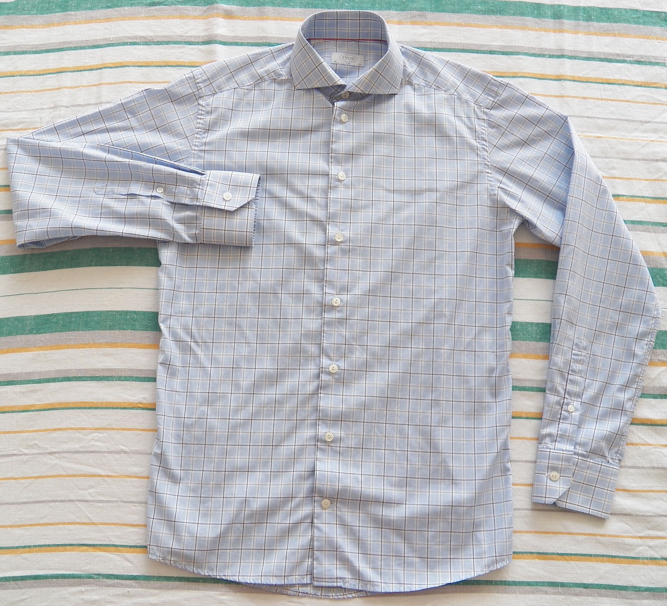 Eton Eton SHIRT Size 40 15 3/4 15.5 Light Blue Grid Check SlimFit Grailed