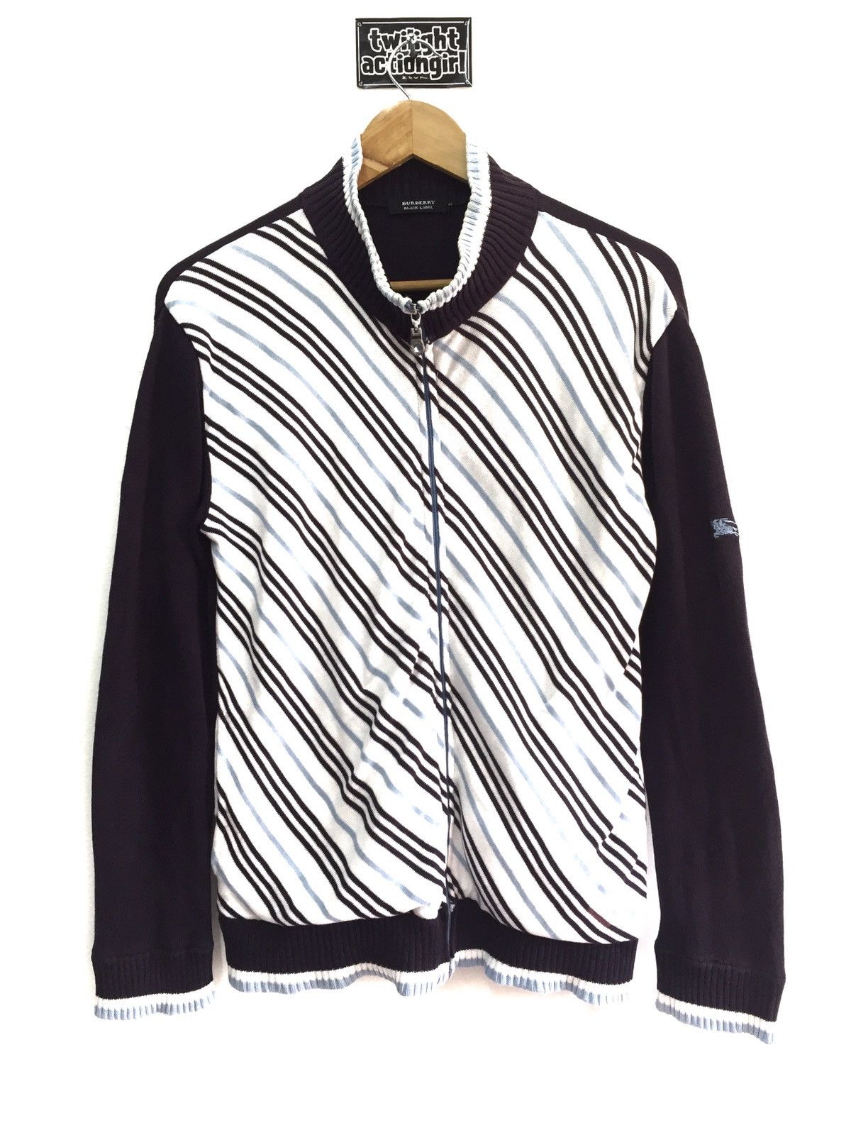 Vintage BURBERRY Sweater/Long Sleeve Sweater/Zipper Jacket .