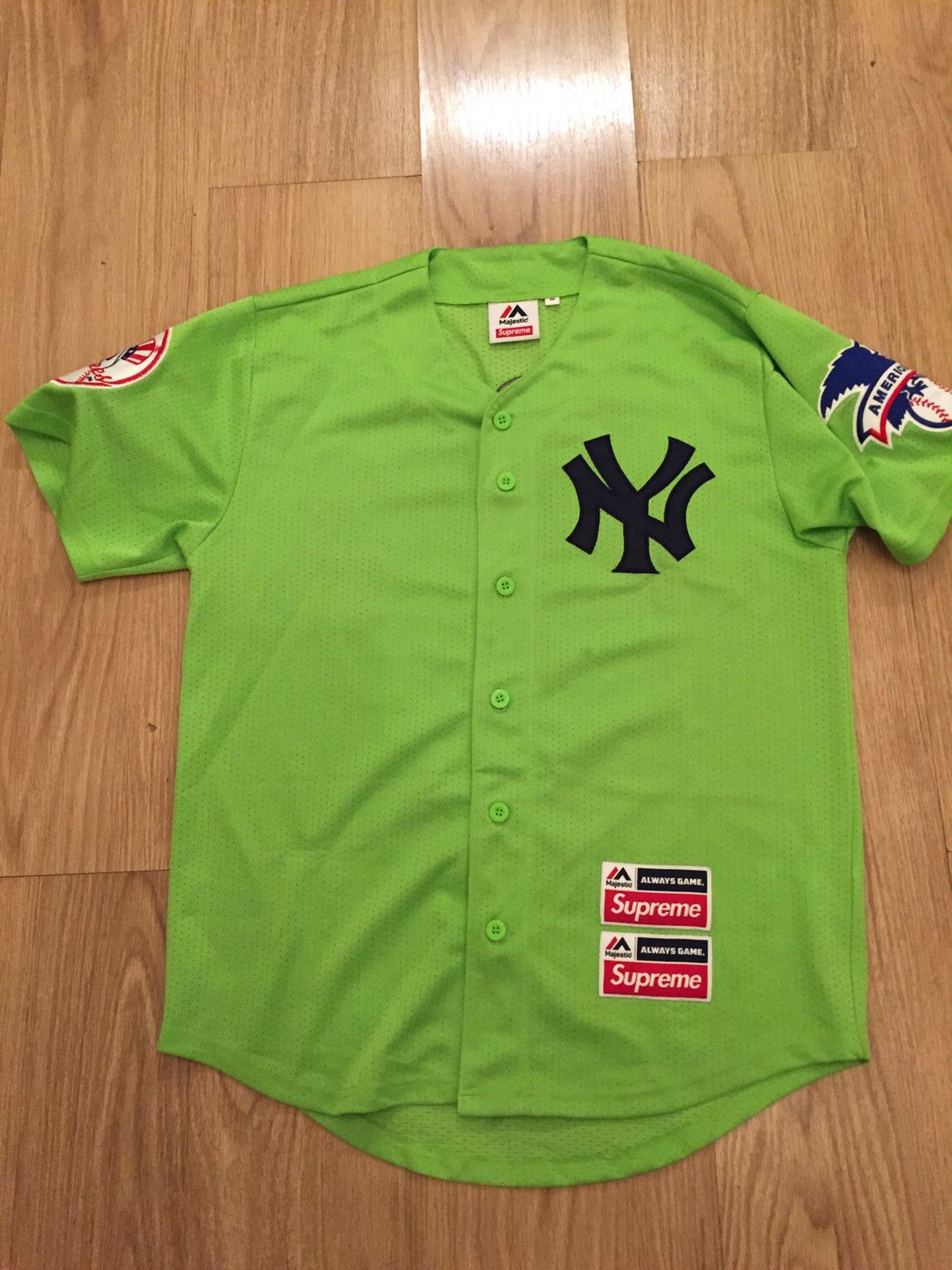 Supreme Yankees Baseball Jersey Lime Men's - SS15 - US