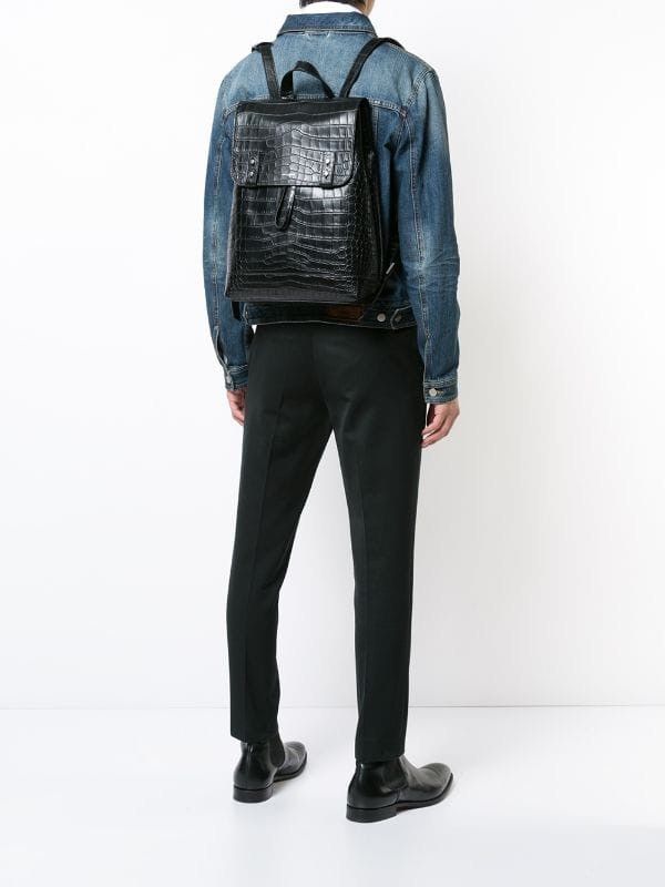 Hedi Slimane × Saint Laurent Paris BNWOT FW19 Crocodile Embossed Leather Sac de Jour Backpack Size ONE SIZE - 3 Thumbnail