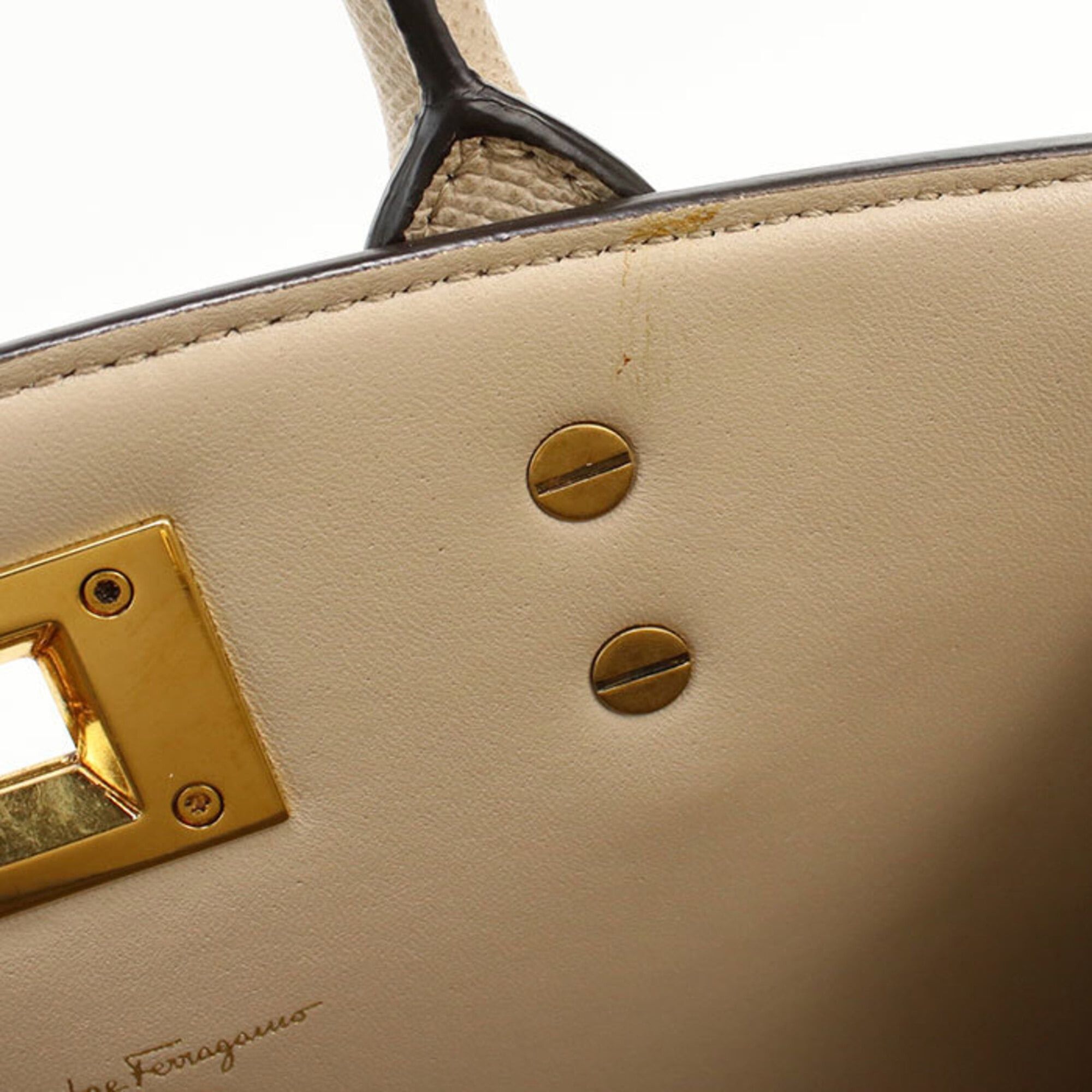 Salvatore Ferragamo Salvatore Ferragamo FERRAGAMO Ferragamo handbag 21 1424 Studio Box Bag Mini 2WAY Gancini Women's Beige Size ONE SIZE - 4 Thumbnail