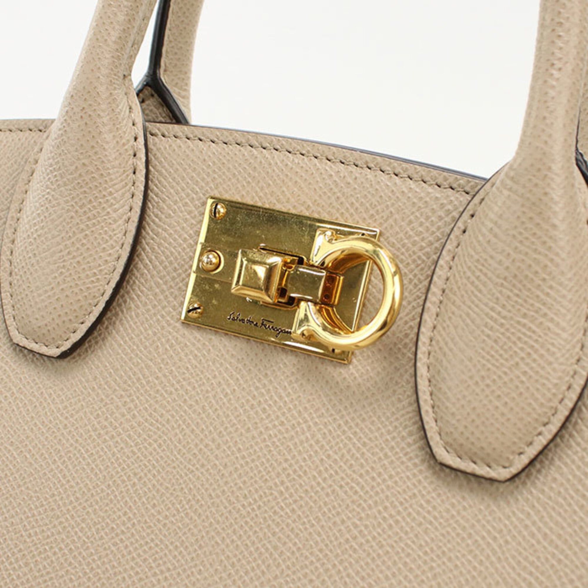 Salvatore Ferragamo Salvatore Ferragamo FERRAGAMO Ferragamo handbag 21 1424 Studio Box Bag Mini 2WAY Gancini Women's Beige Size ONE SIZE - 6 Thumbnail