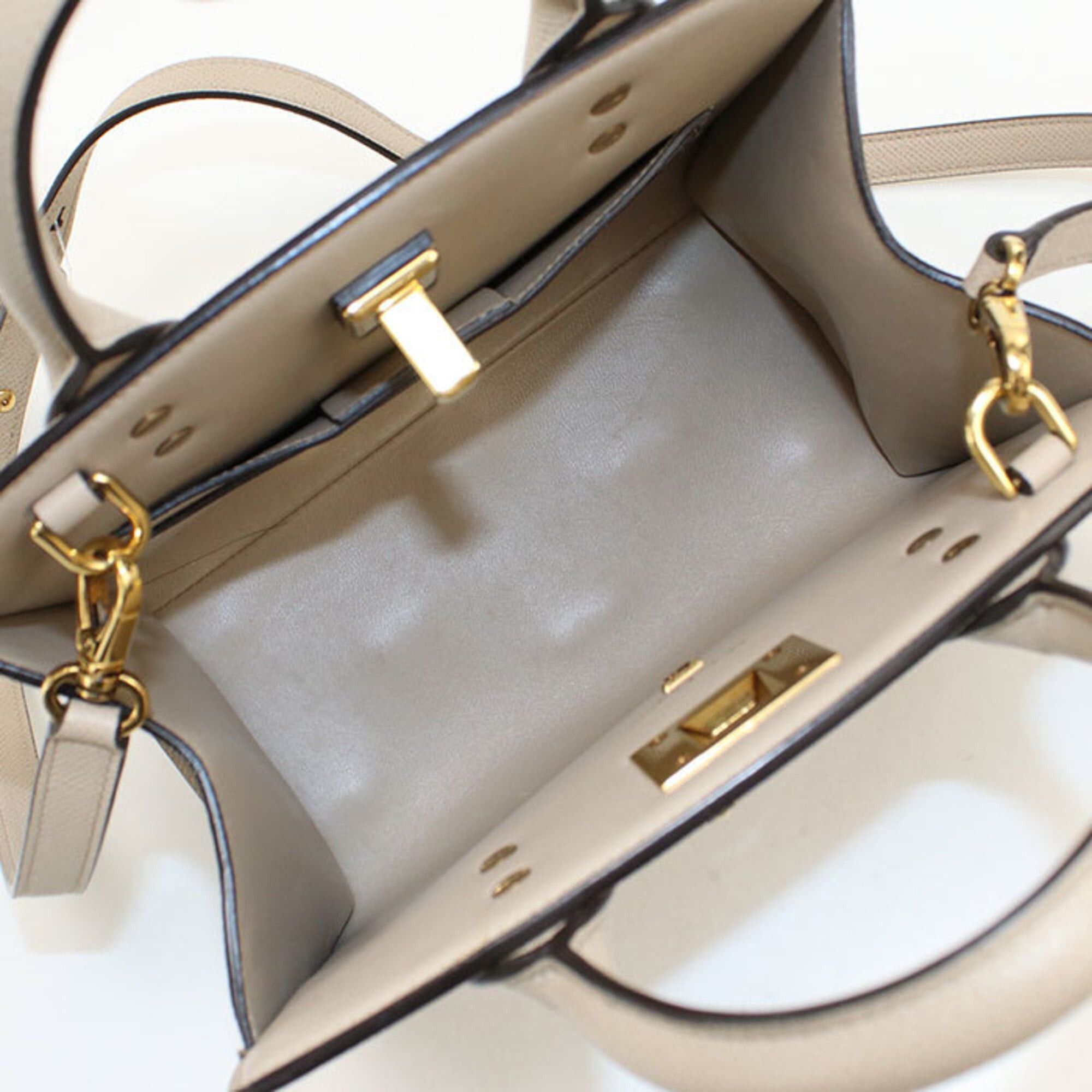 Salvatore Ferragamo Salvatore Ferragamo FERRAGAMO Ferragamo handbag 21 1424 Studio Box Bag Mini 2WAY Gancini Women's Beige Size ONE SIZE - 3 Thumbnail