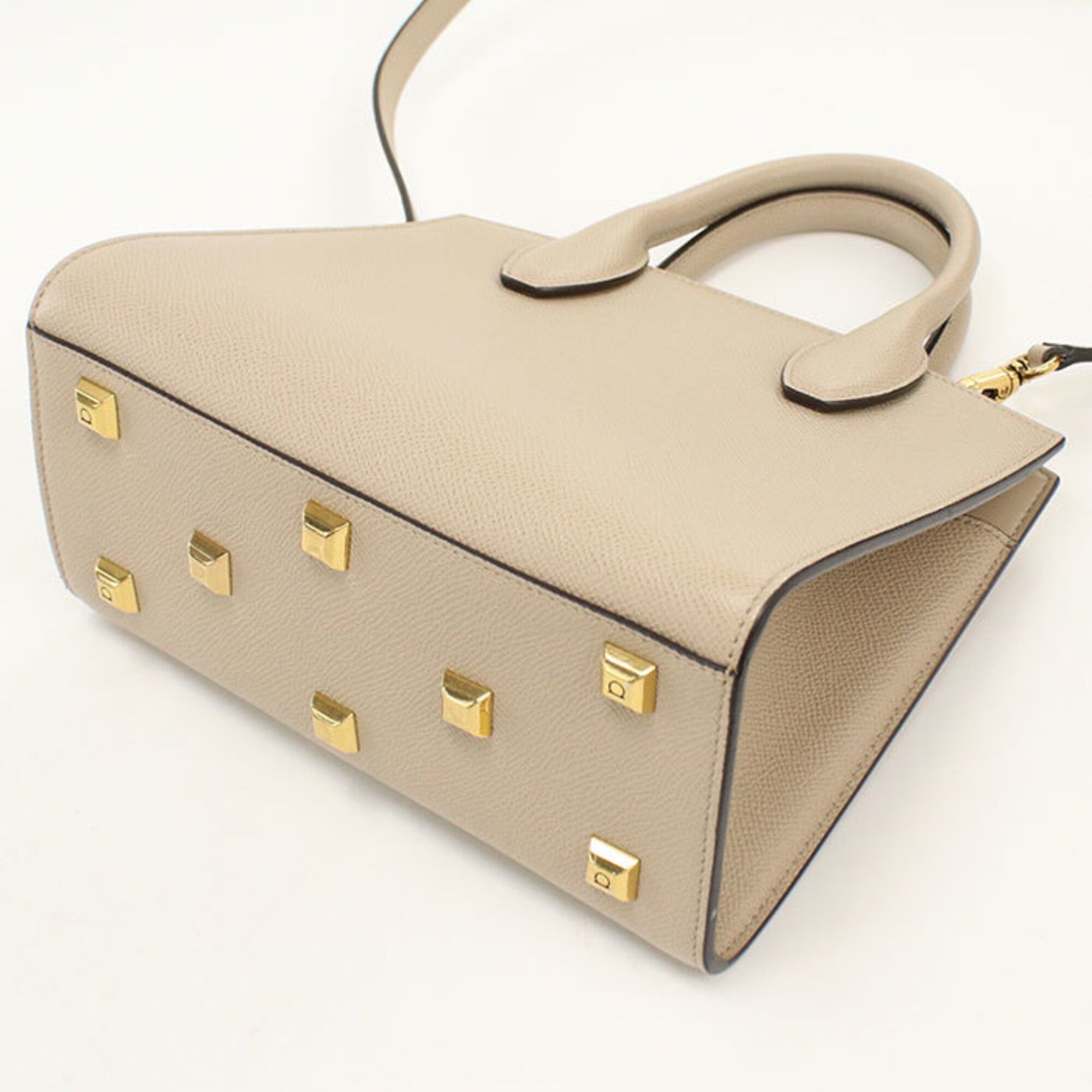 Salvatore Ferragamo Salvatore Ferragamo FERRAGAMO Ferragamo handbag 21 1424 Studio Box Bag Mini 2WAY Gancini Women's Beige Size ONE SIZE - 2 Thumbnail