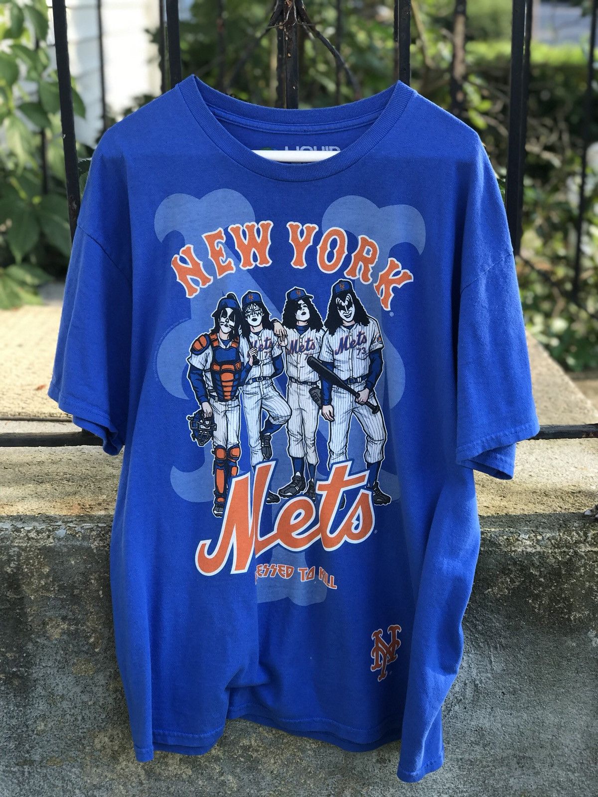 MLB New York Mets KISS Dressed to Kill Blue T-Shirt Tee Liquid Blue