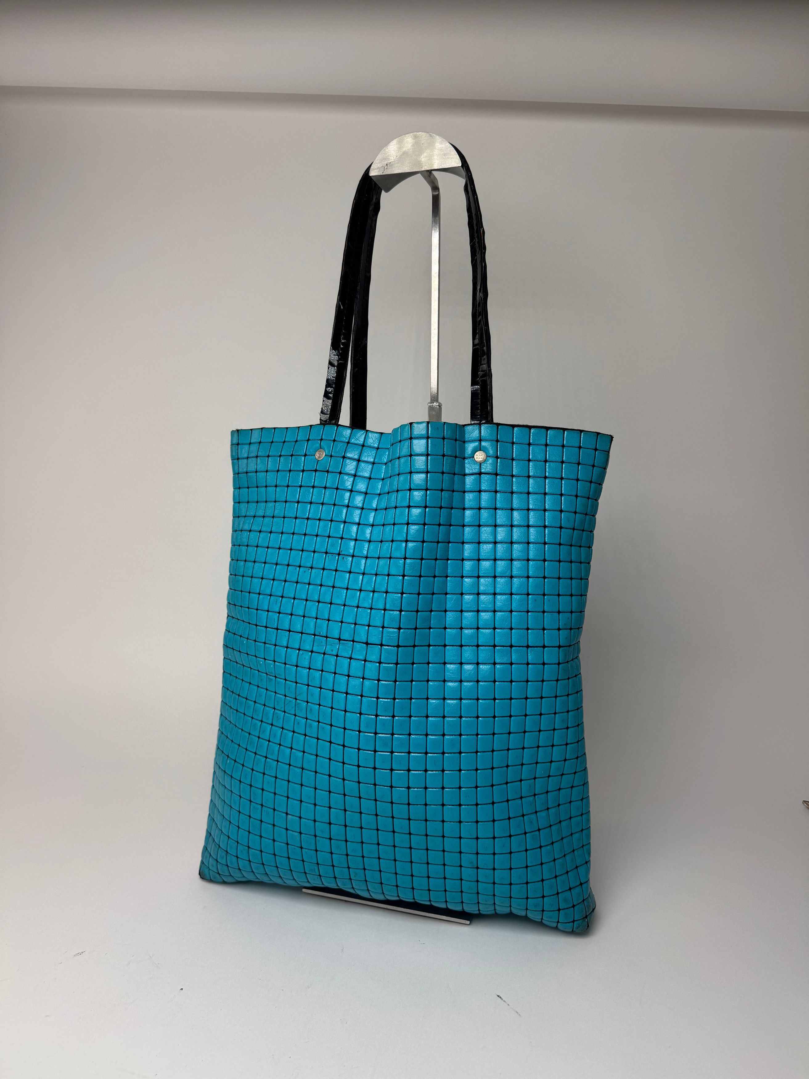 Issey Miyake Vintage Pleats Please Tote Blue Black Size ONE SIZE - 6 Thumbnail