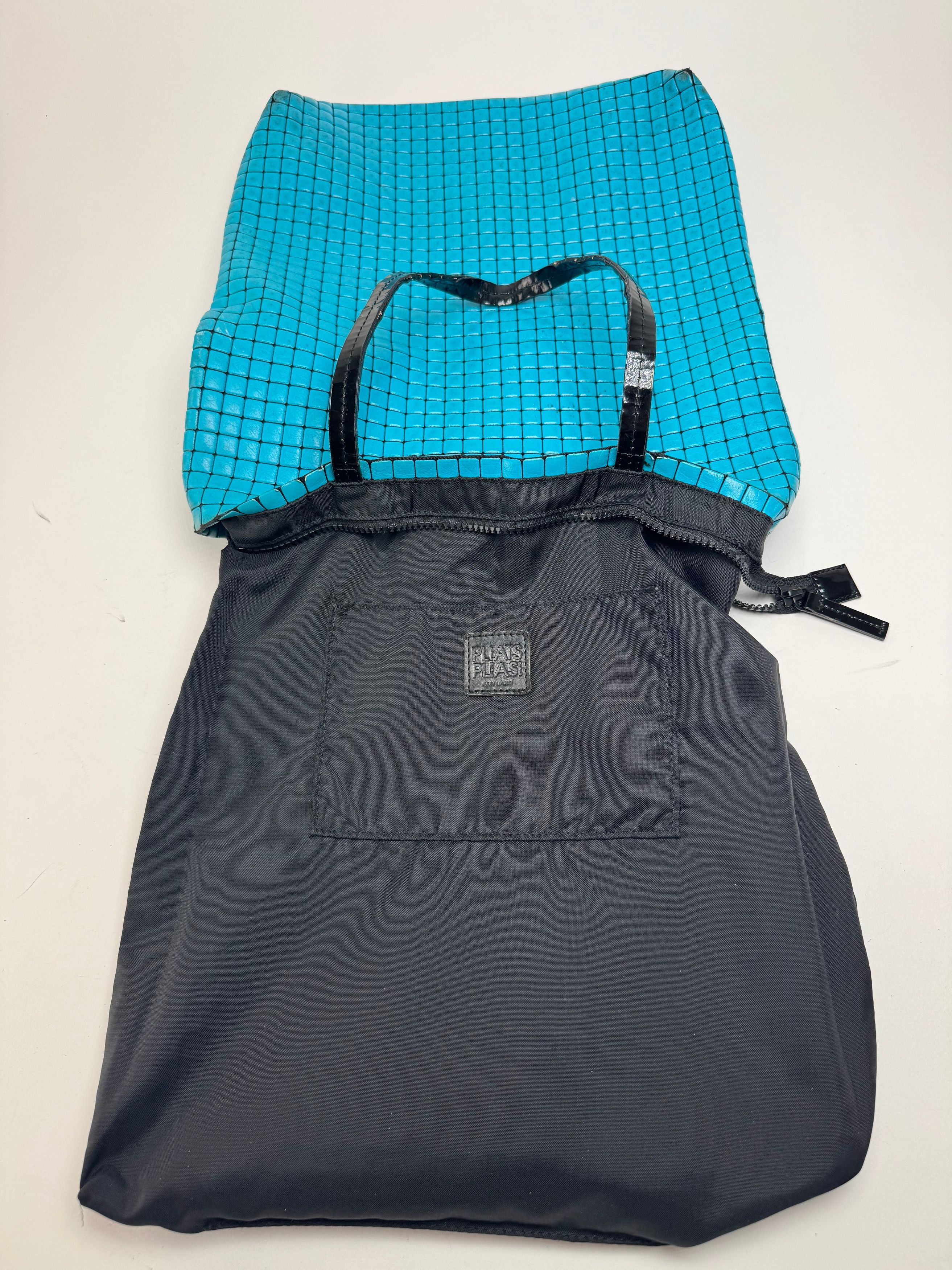 Issey Miyake Vintage Pleats Please Tote Blue Black Size ONE SIZE - 4 Thumbnail
