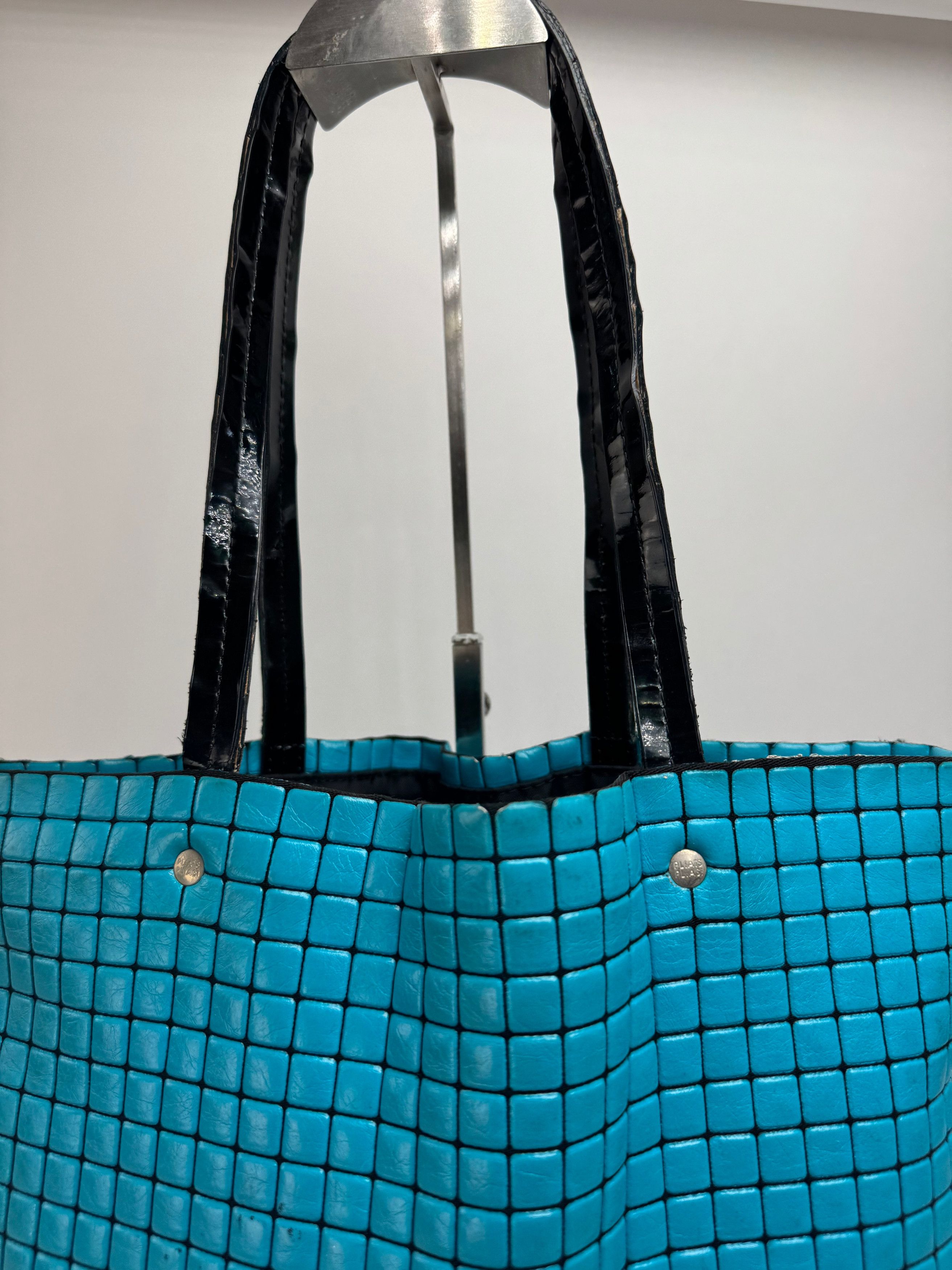 Issey Miyake Vintage Pleats Please Tote Blue Black Size ONE SIZE - 7 Thumbnail