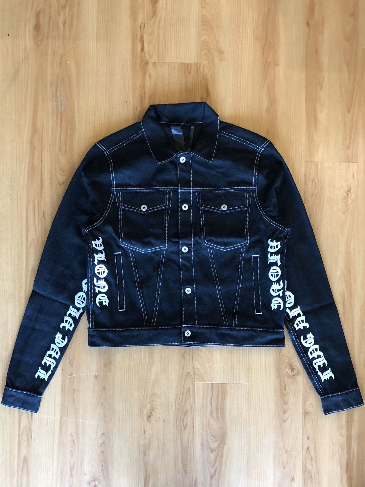 Vlone Live Vlone Die Vlone Denim Jacket Old English Black Size L Grailed