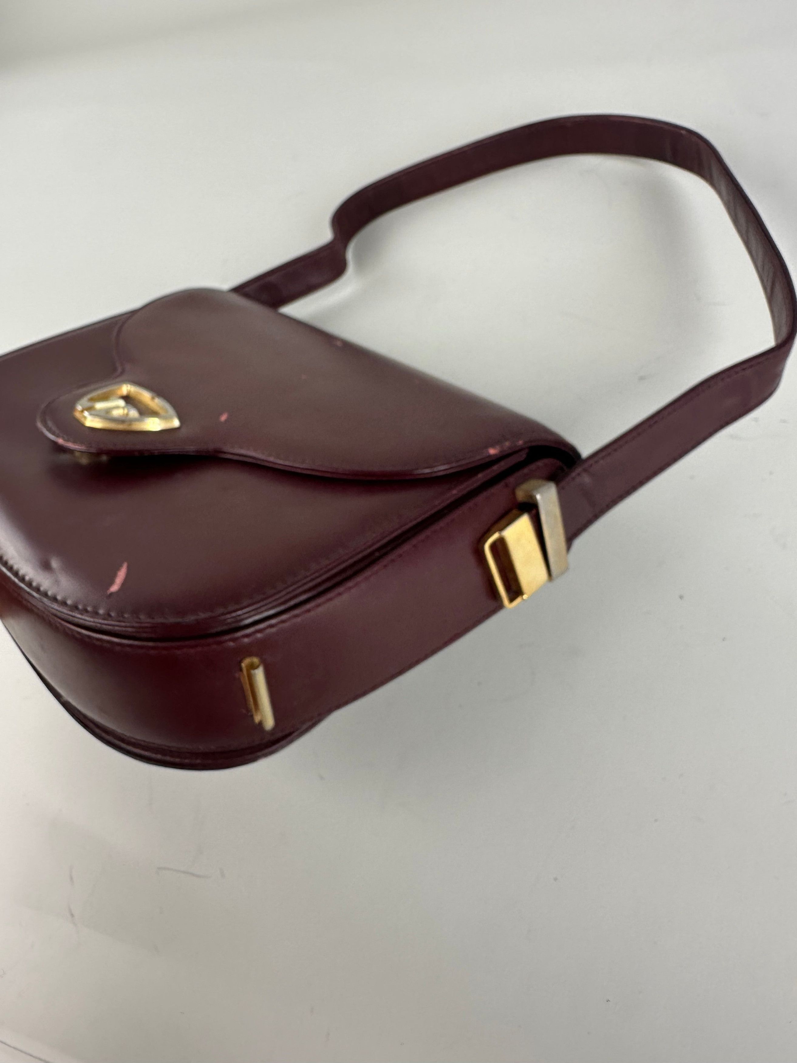 Gucci Vintage Leather Shoulder Bag Burgundy Gold c. 2000 Size ONE SIZE - 4 Thumbnail