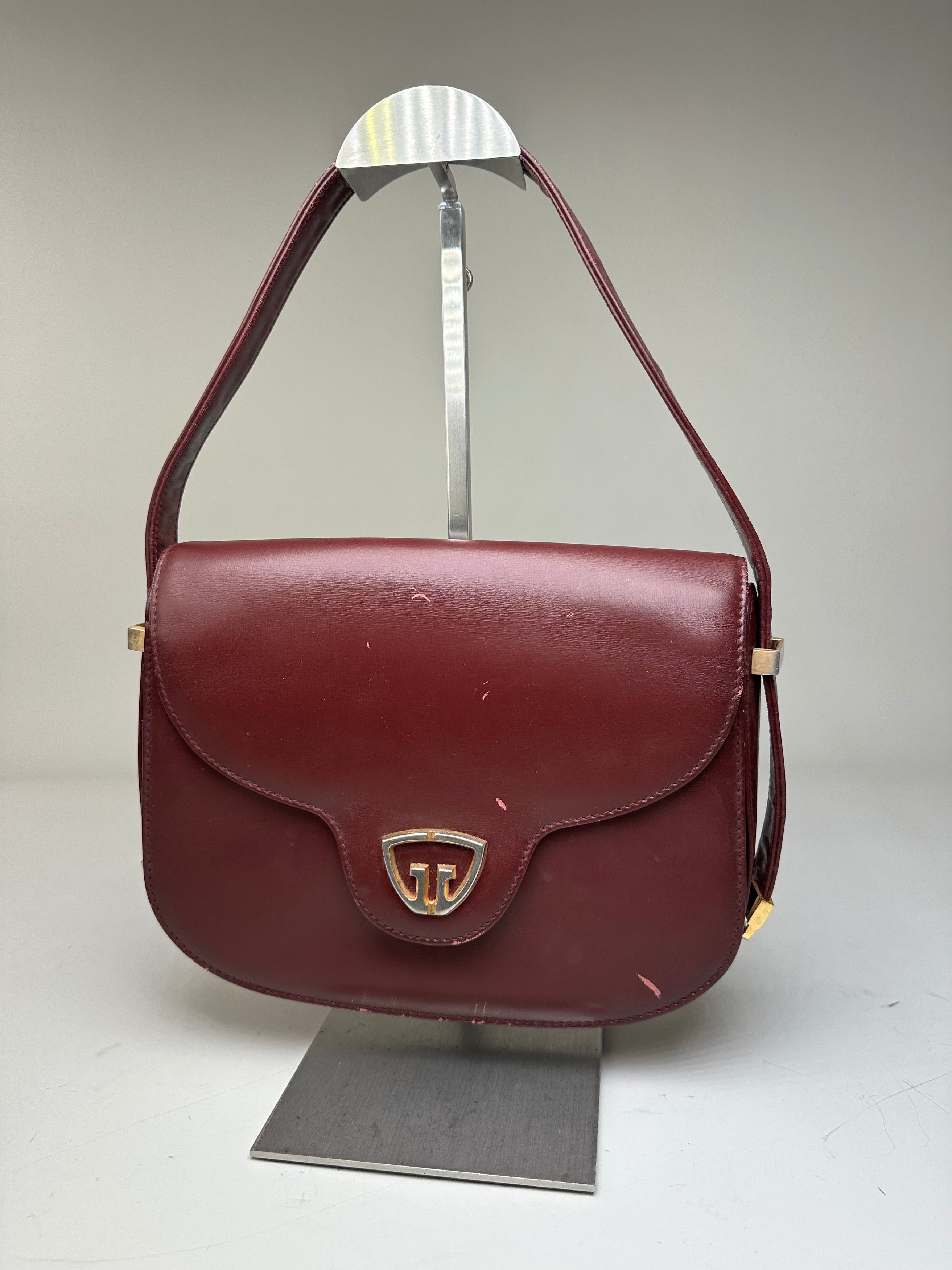 Gucci Vintage Leather Shoulder Bag Burgundy Gold c. 2000 Size ONE SIZE - 9 Thumbnail