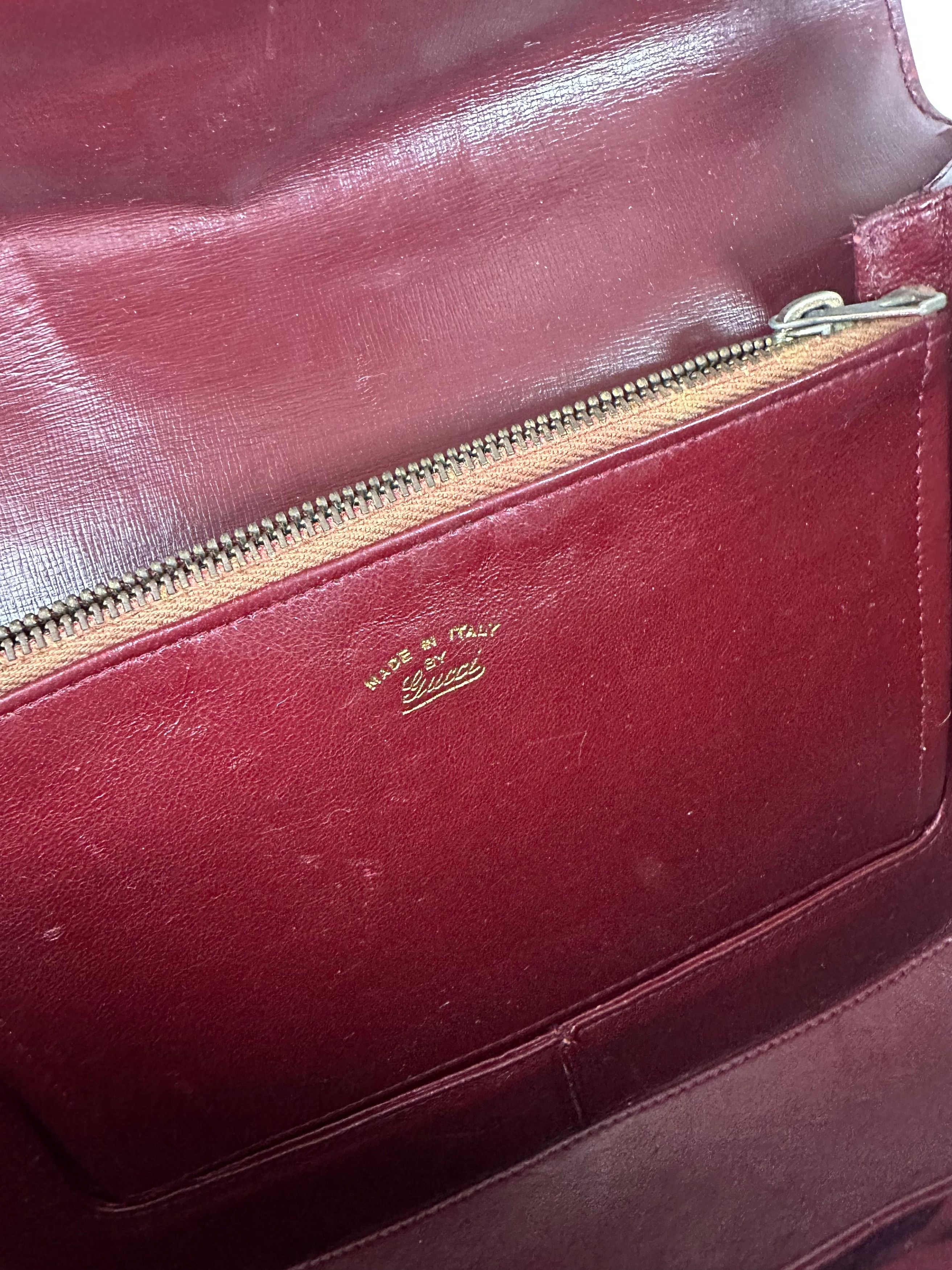 Gucci Vintage Leather Shoulder Bag Burgundy Gold c. 2000 Size ONE SIZE - 8 Thumbnail