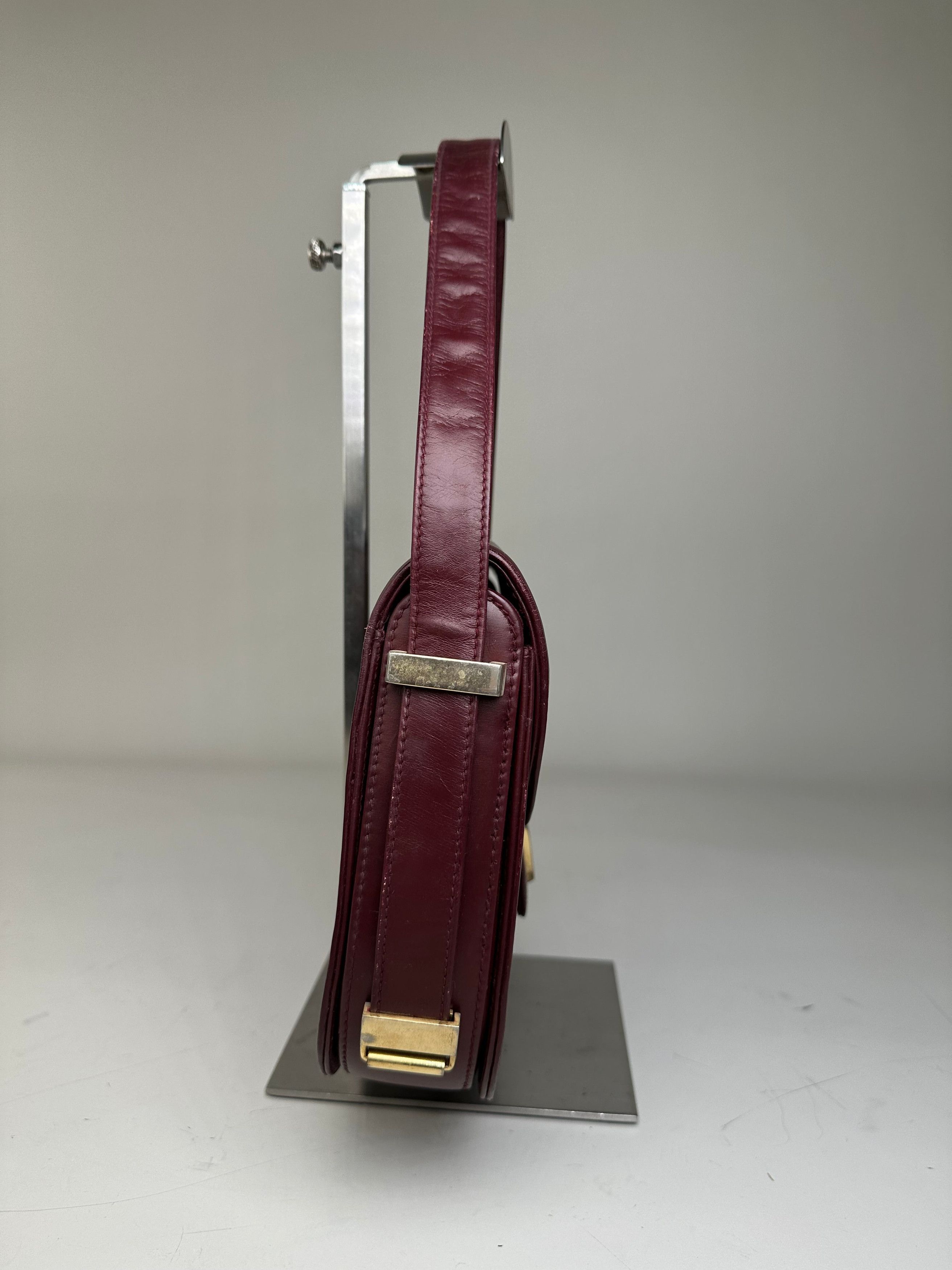 Gucci Vintage Leather Shoulder Bag Burgundy Gold c. 2000 Size ONE SIZE - 5 Thumbnail
