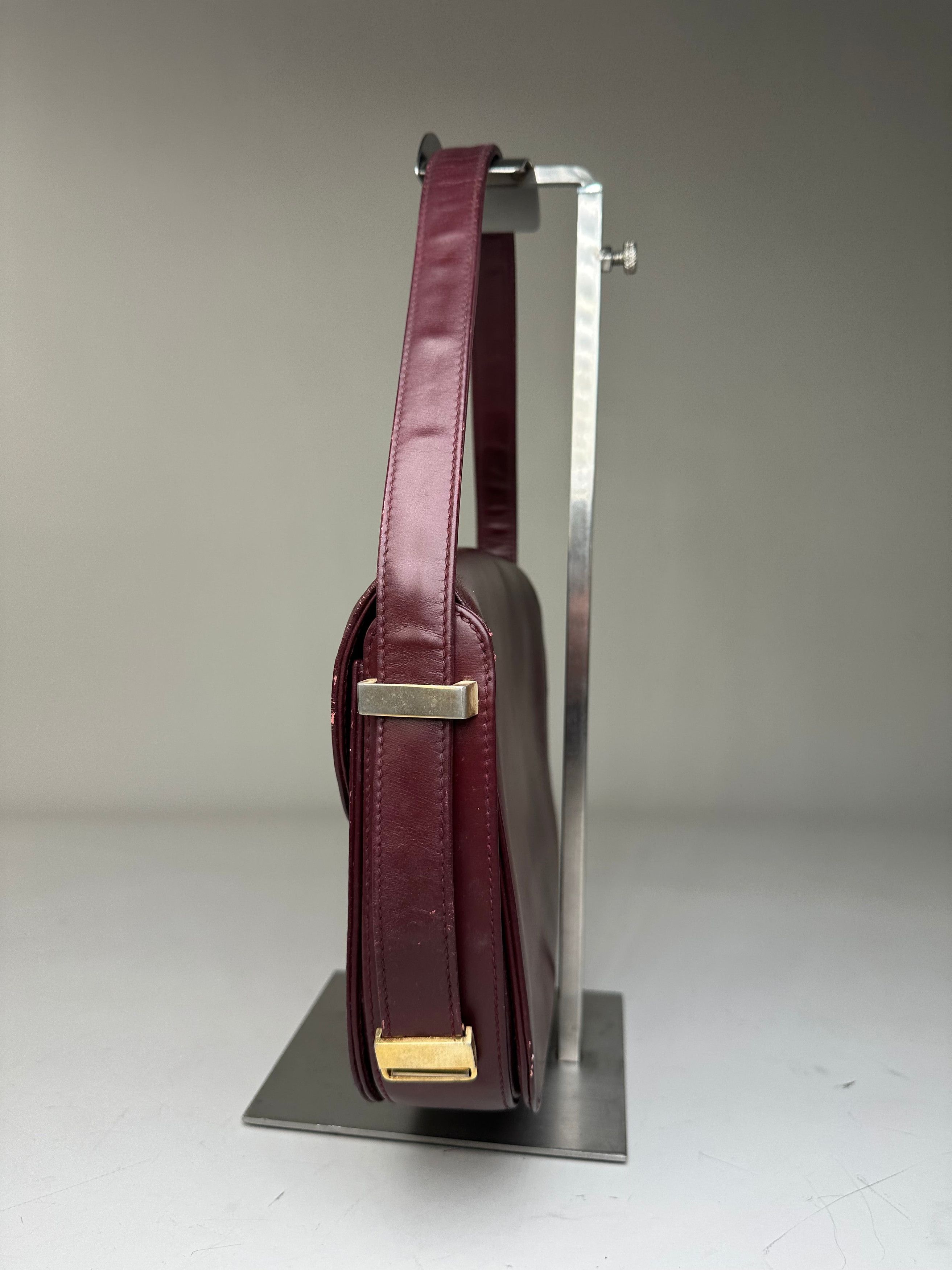 Gucci Vintage Leather Shoulder Bag Burgundy Gold c. 2000 Size ONE SIZE - 3 Thumbnail