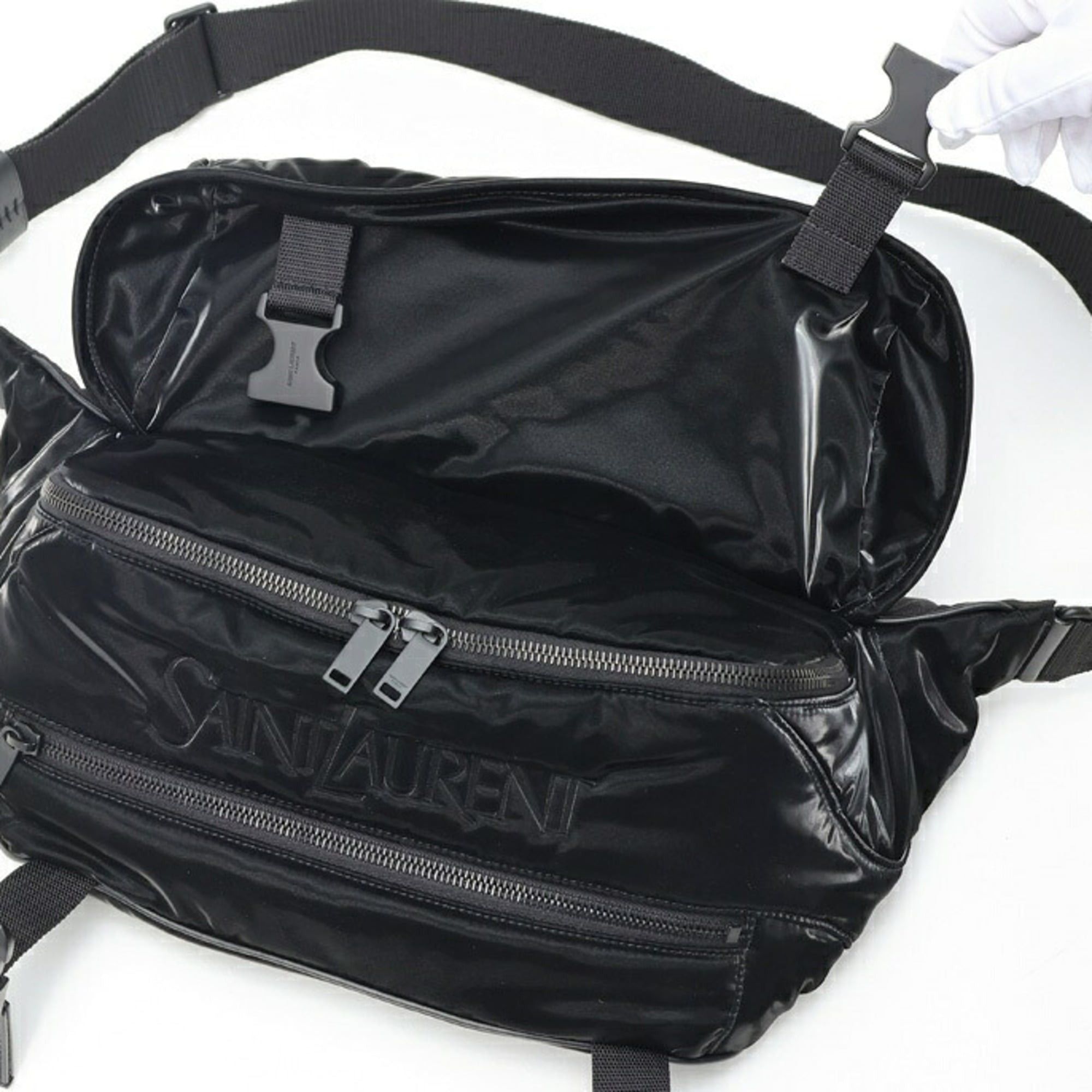 Saint Laurent Paris Saint Laurent body bag, model 758258, nylon, black. Size ONE SIZE - 5 Thumbnail