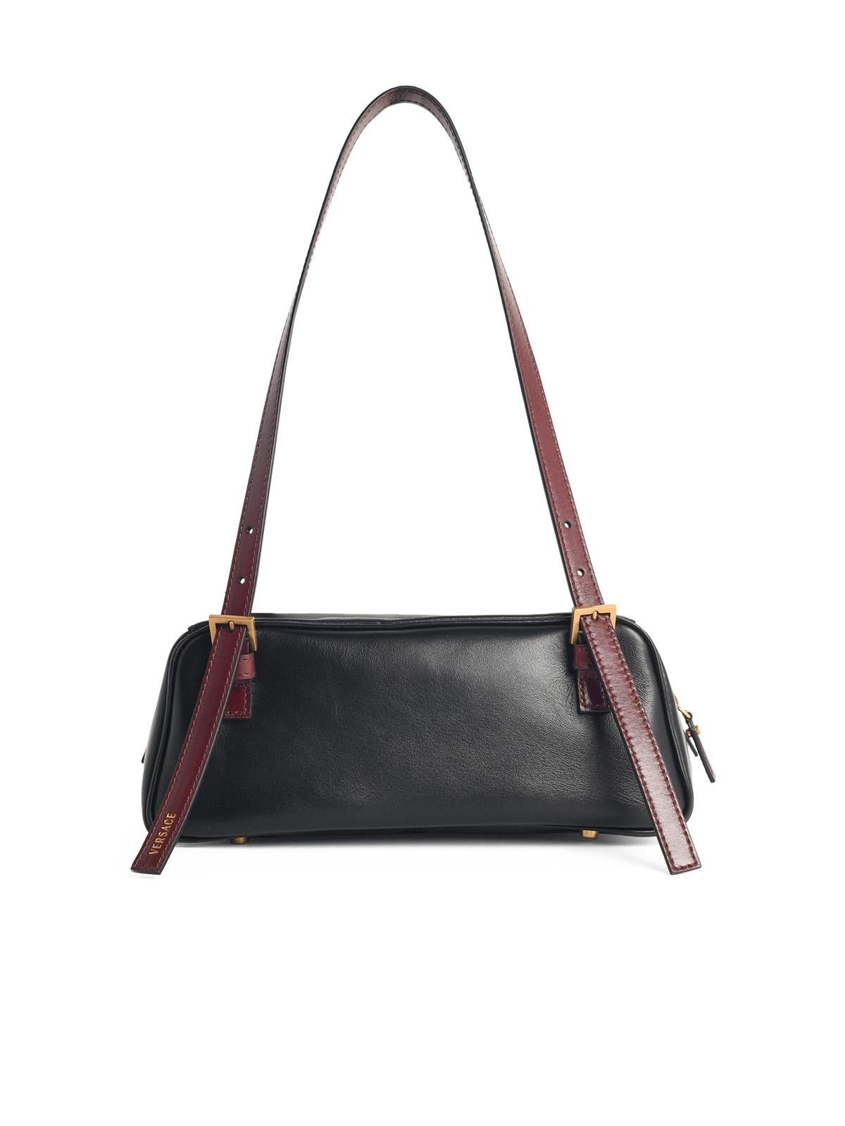 Versace VERSACE 'Emblème' Black Nappa Leather Bowling Bag Size ONE SIZE - 3 Thumbnail