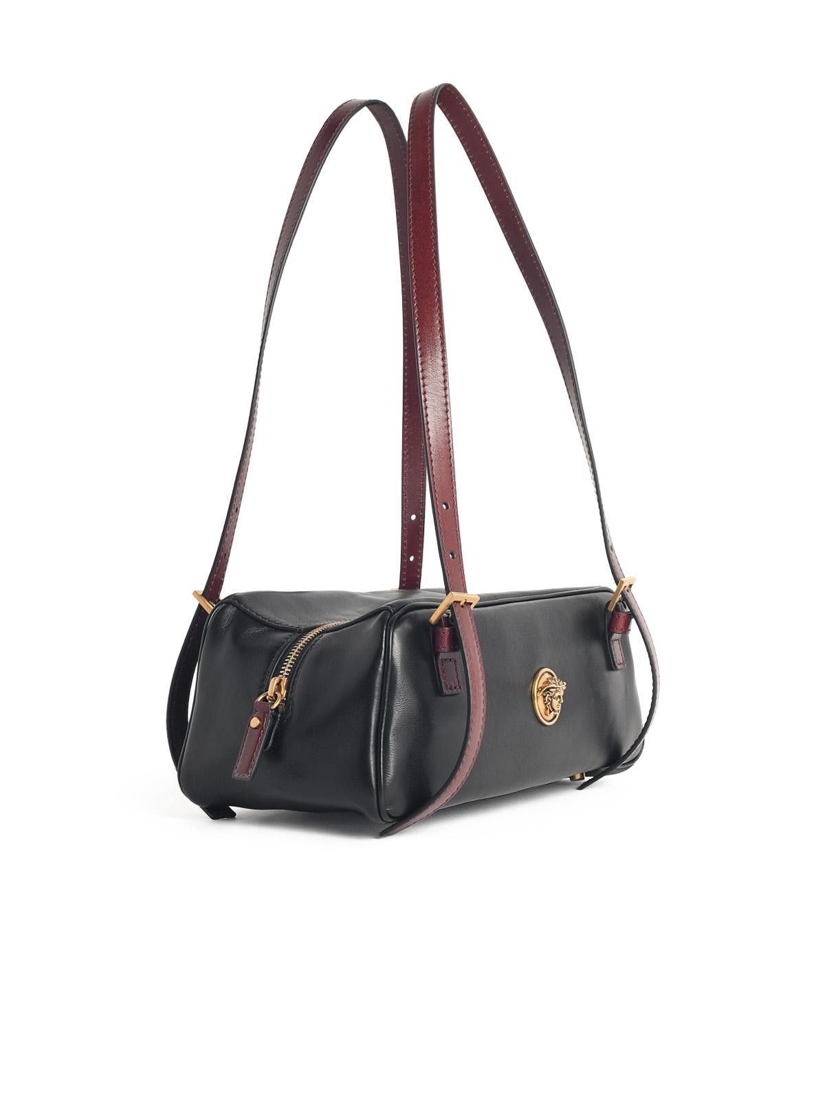 Versace VERSACE 'Emblème' Black Nappa Leather Bowling Bag Size ONE SIZE - 2 Thumbnail