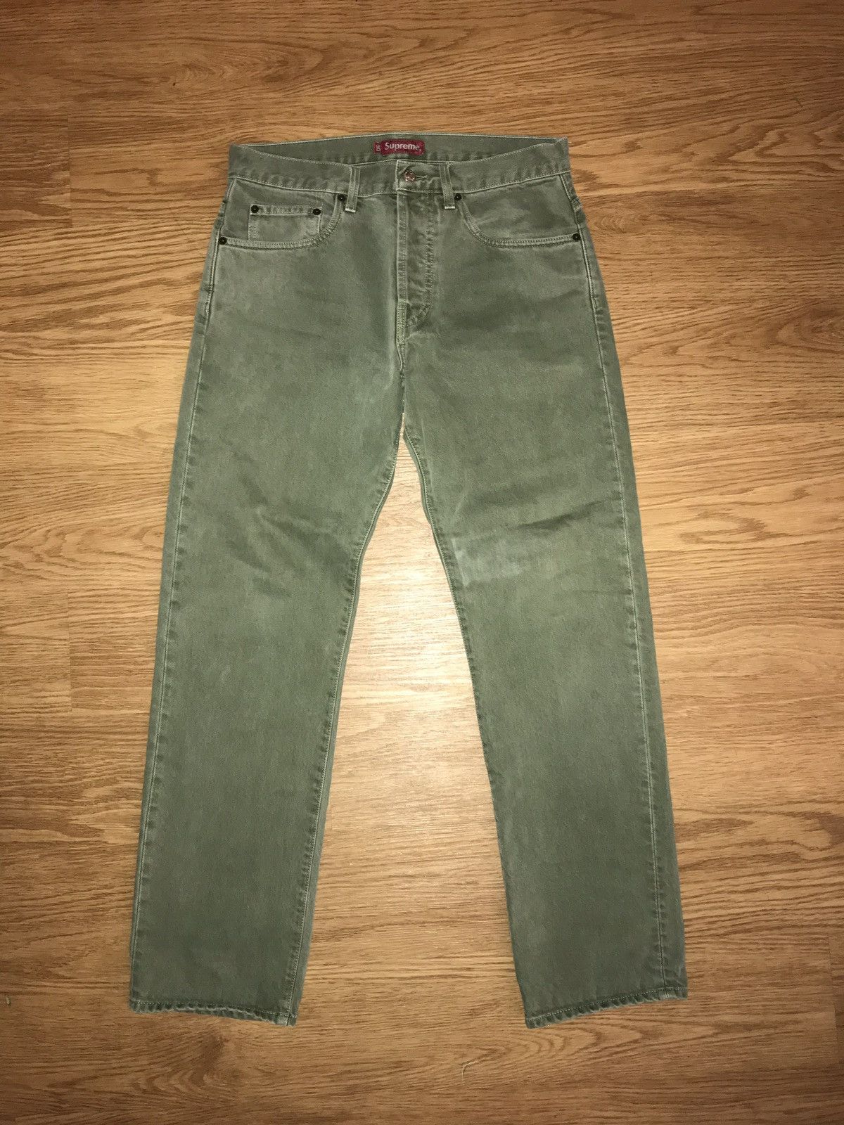 Supreme Supreme Washed Regular Jeans Olive | Grailed