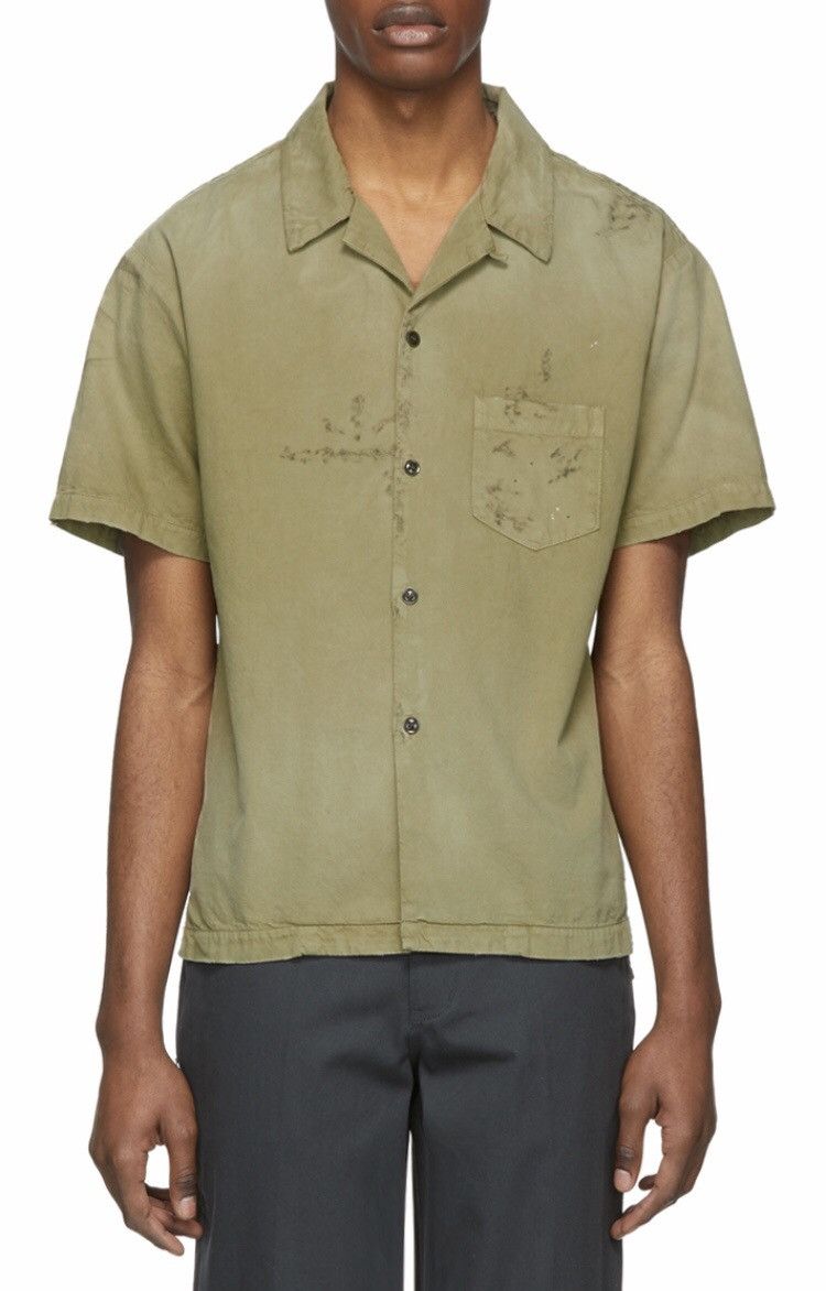 John Elliott Petrol Bowling Gas Station Light Olive Twill Shirt Size US L / EU 52-54 / 3 - 1 Thumbnail