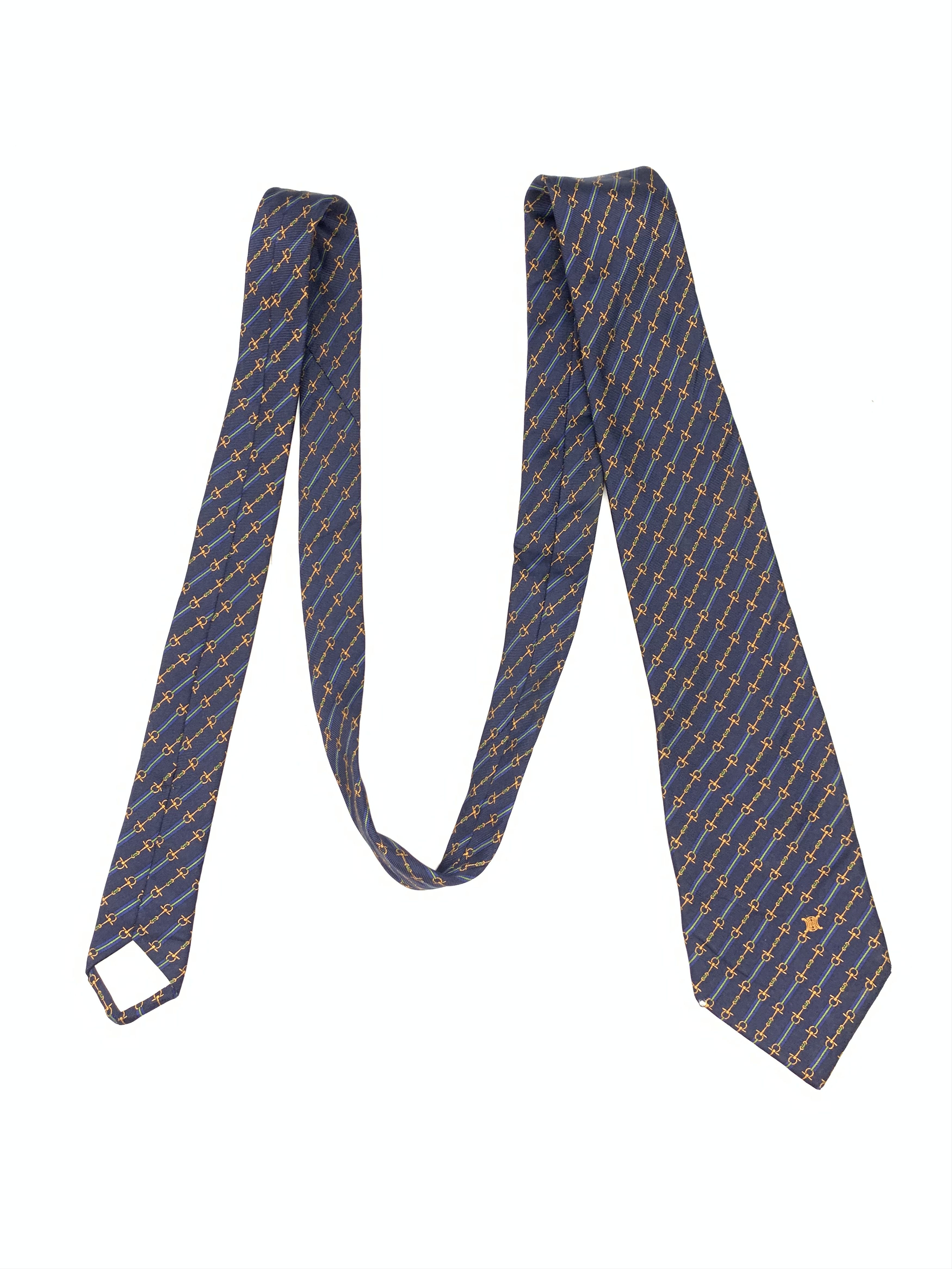 Celine × Designer Celine Silk Made In Italy Monogram Tie Size ONE SIZE - 1 Thumbnail
