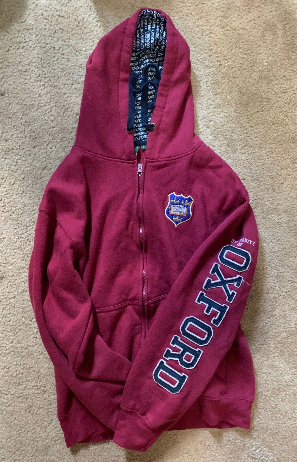Vintage Oxford University Hoodie Sweatshirt Zip-Up Size US L / EU 52-54 / 3 - 2 Preview