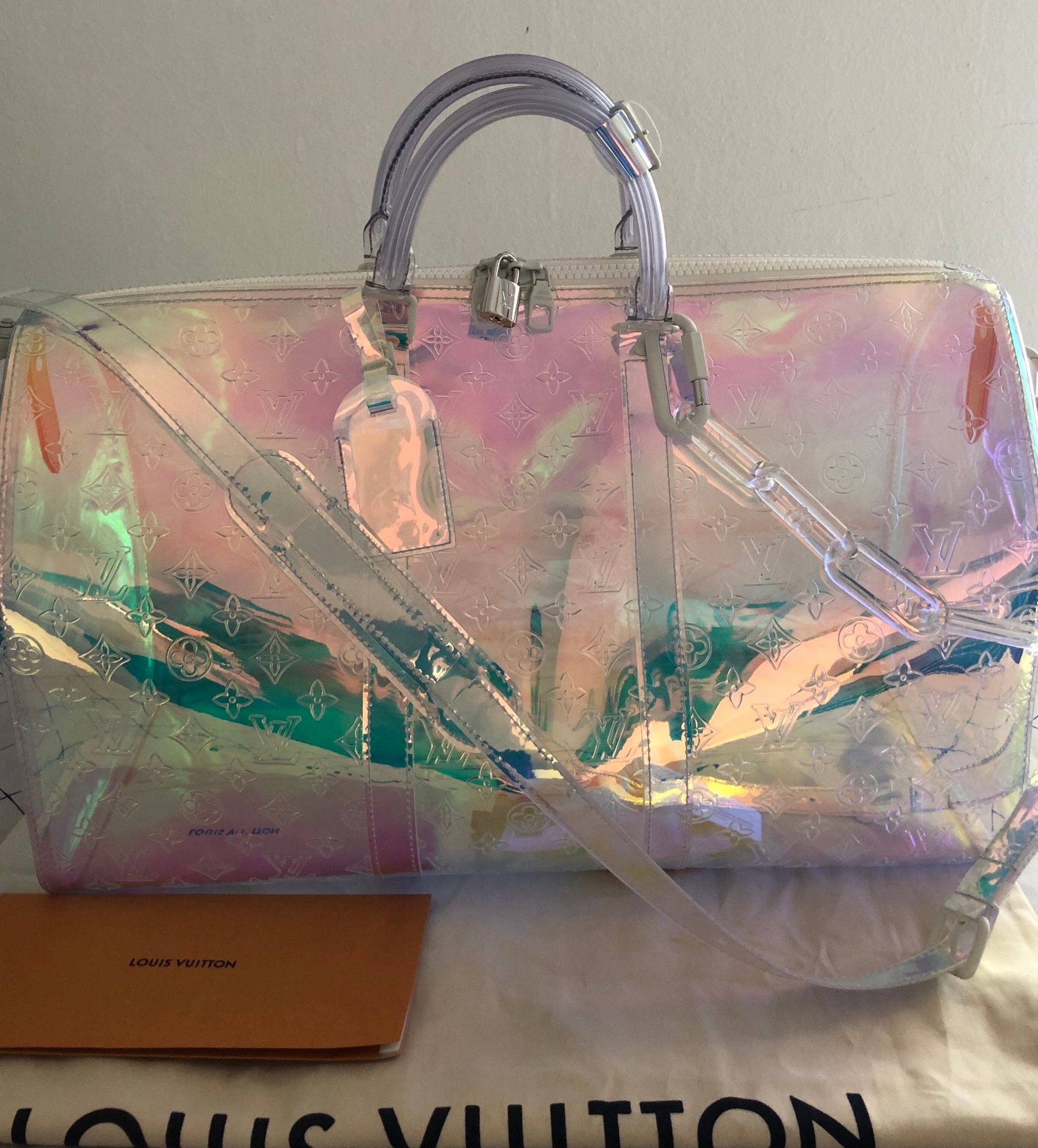 Louis Vuitton Prism Virgil Abloh Iridescent Monogram Keepall Bandoulière 50  White And Silver Tone Hardware Available For Immediate Sale At Sotheby's