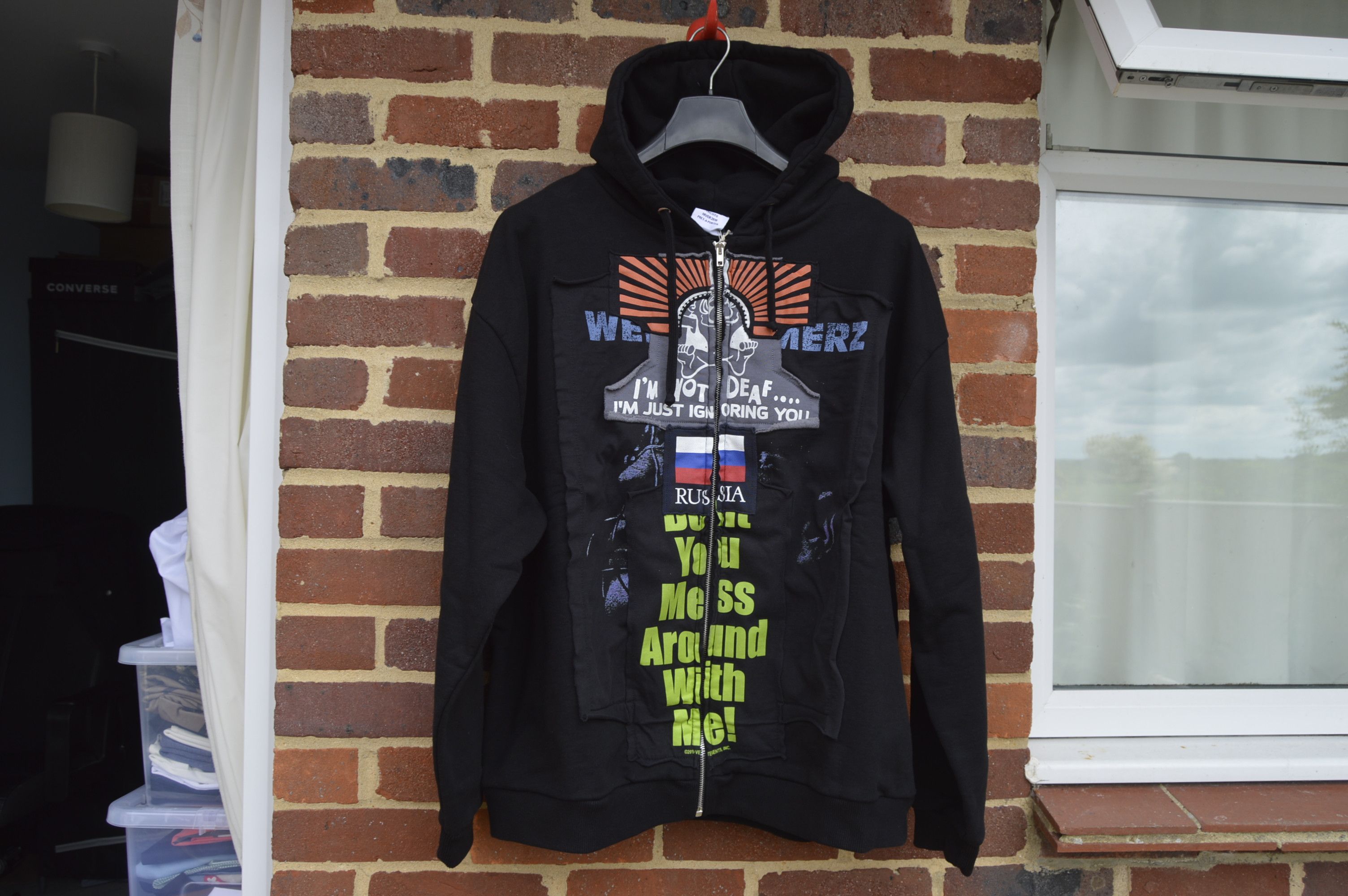 Vetements Russian Idol Vetements Patchwork Hoodie In Black For Men 