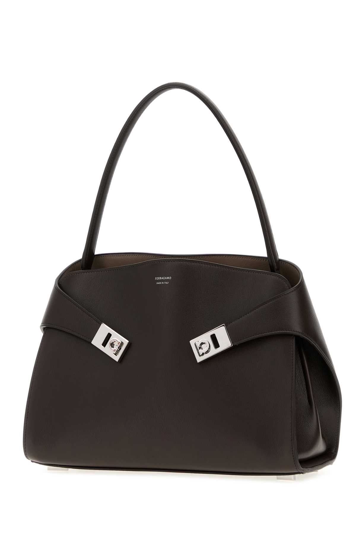 Salvatore Ferragamo Dark Brown Leather Medium Hug Soft Shoulder Bag Size ONE SIZE - 2 Thumbnail