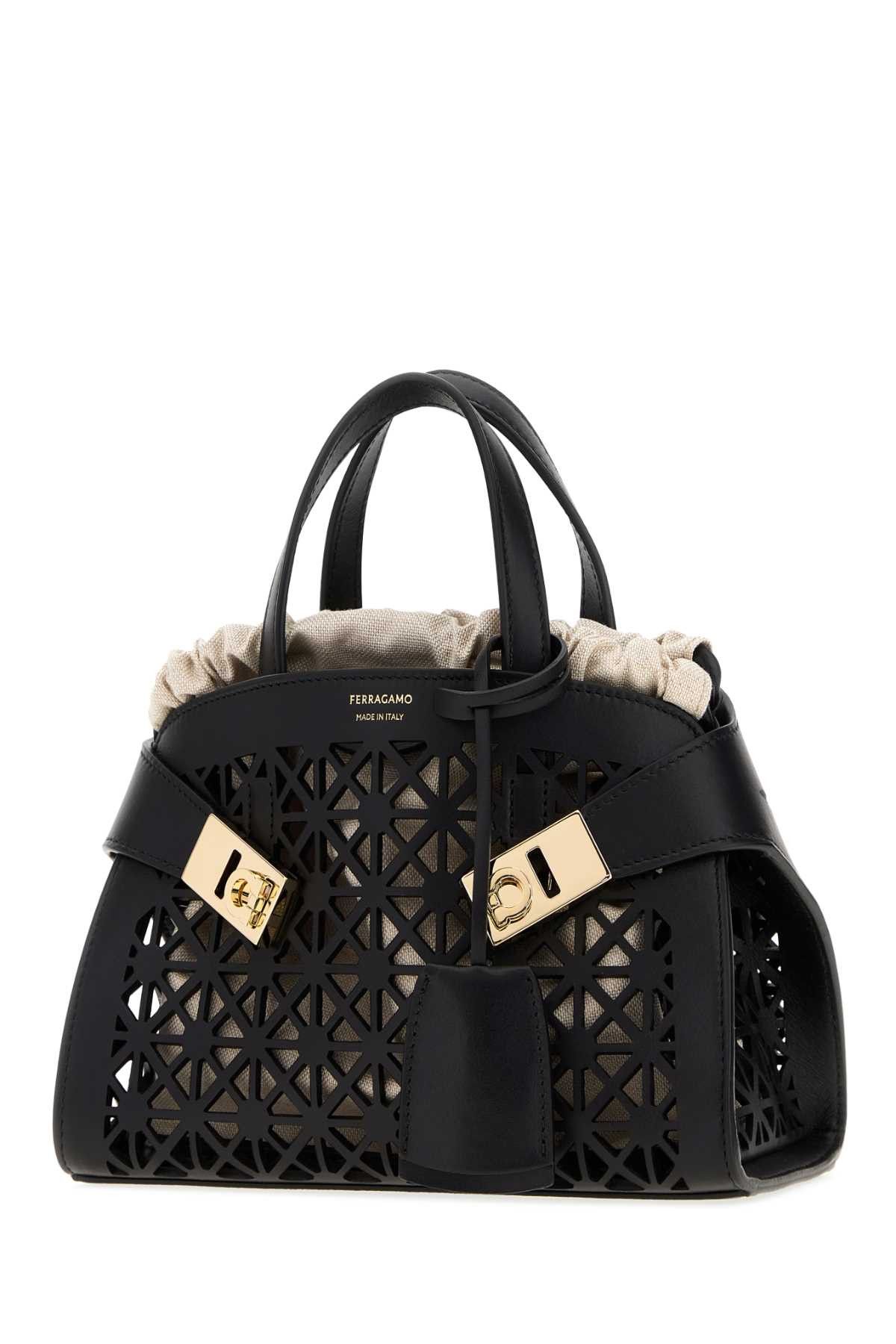 Salvatore Ferragamo Black Leather Mini Hug Handbag Size ONE SIZE - 2 Thumbnail