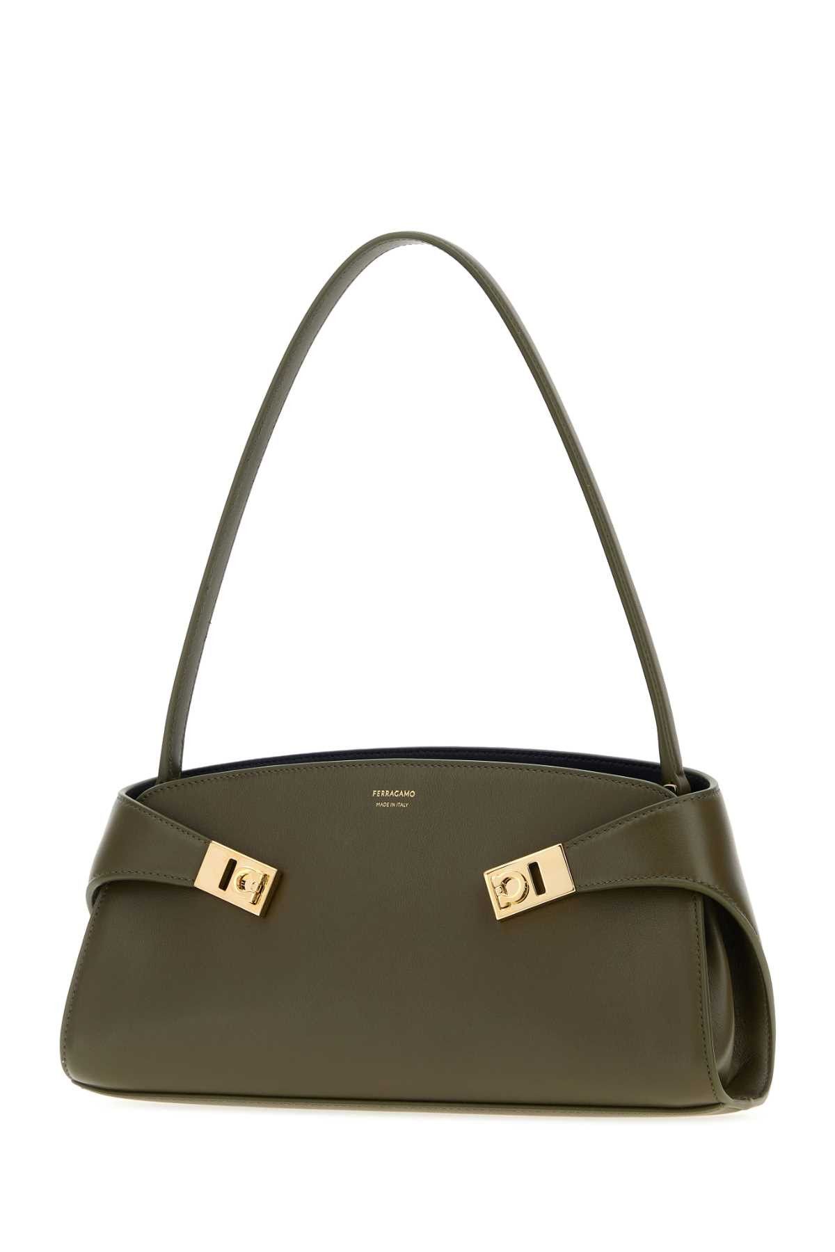Salvatore Ferragamo Olive Green Leather Hug Shoulder Bag Size ONE SIZE - 2 Thumbnail